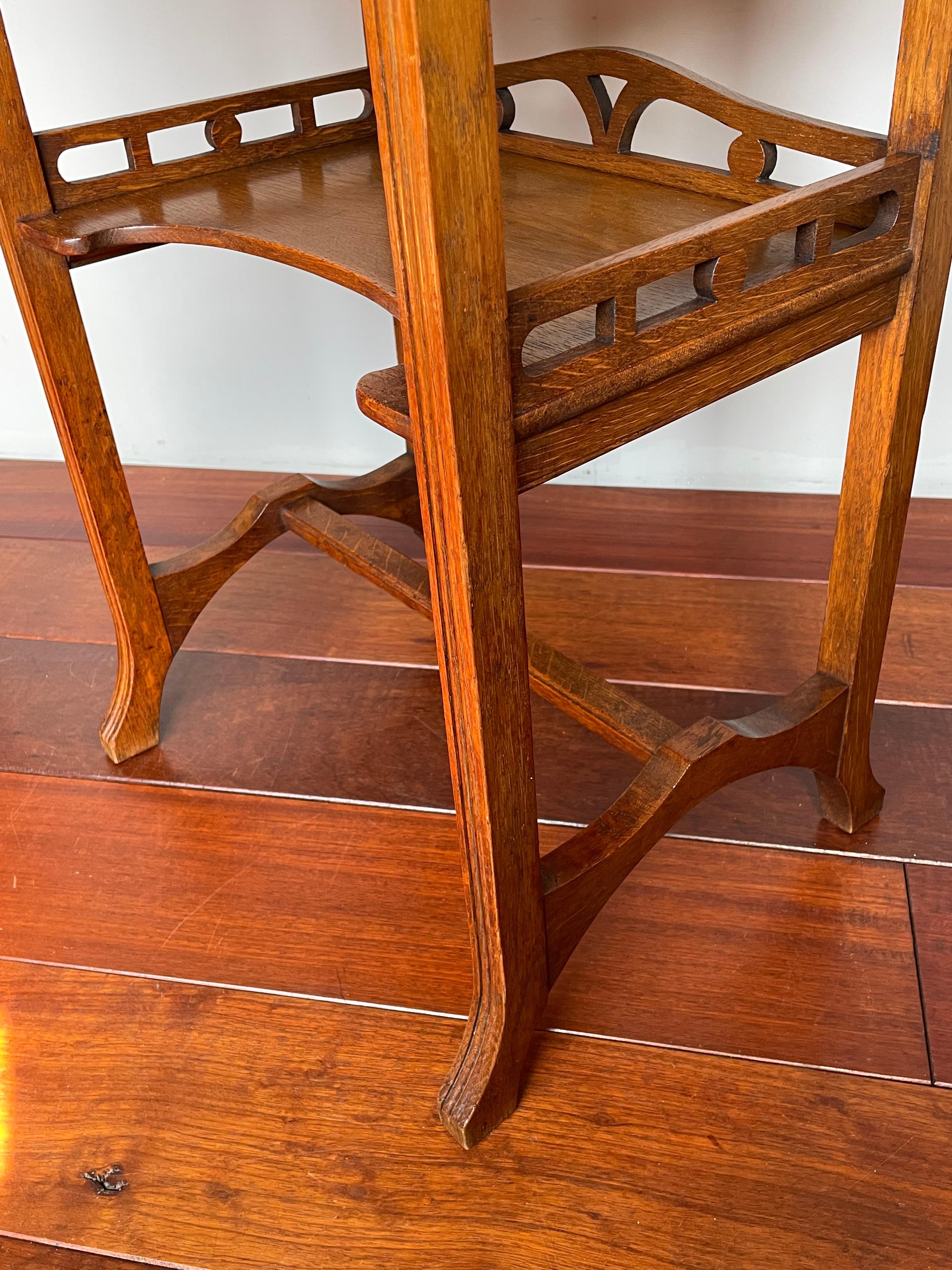 Antique Arts and Crafts Two Tier Work or Side Table with Drawer, Lock & Key 1910 4
