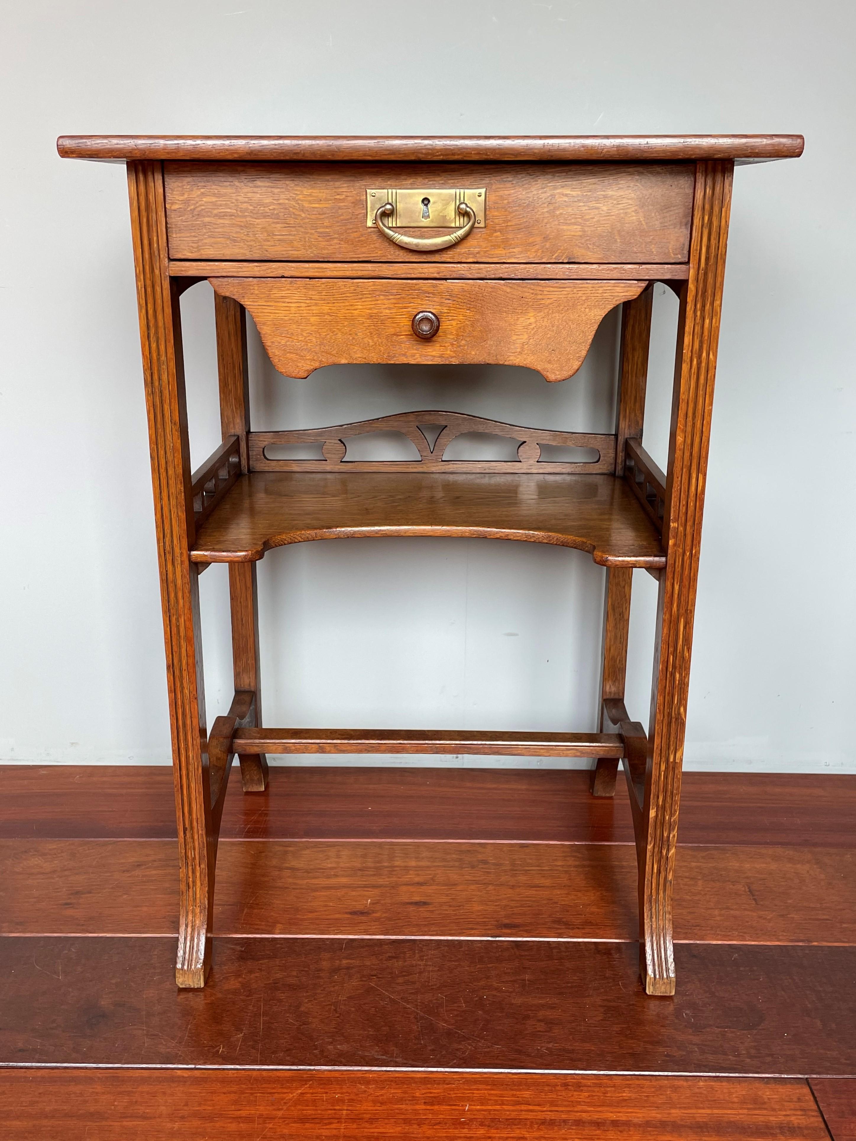 bedside table with lock and key