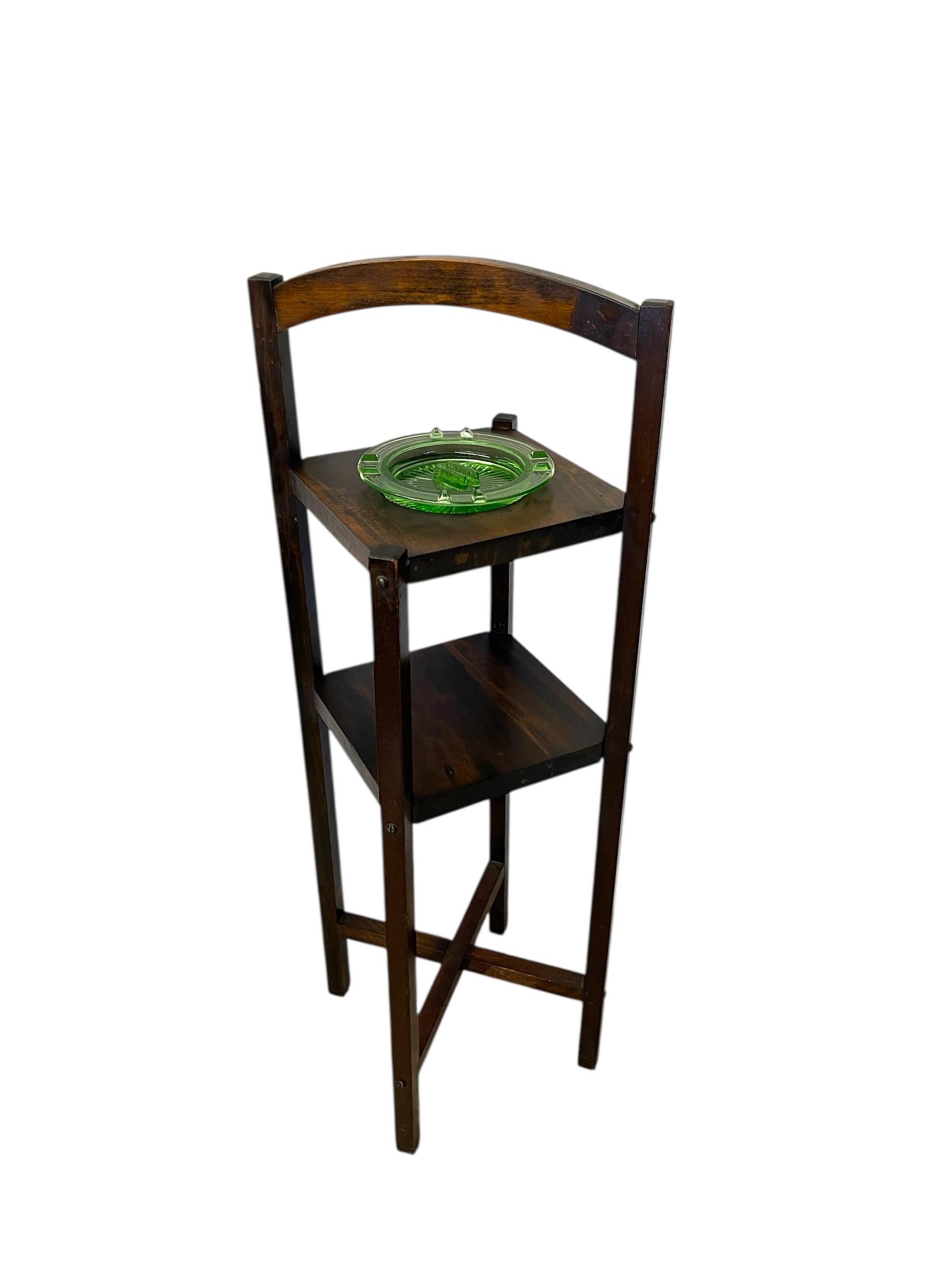 Late 20th Century Antique Arts and Crafts Two Tiered Ashtray Smokers Accent Table For Sale
