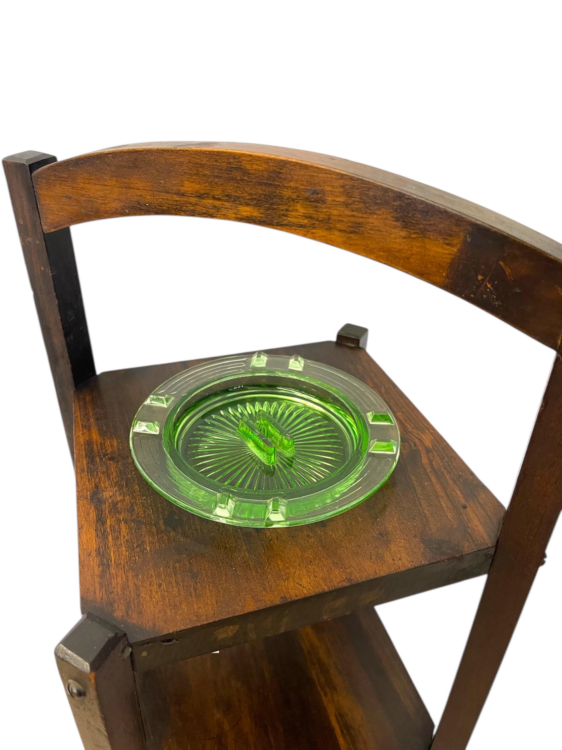 Wood Antique Arts and Crafts Two Tiered Ashtray Smokers Accent Table For Sale