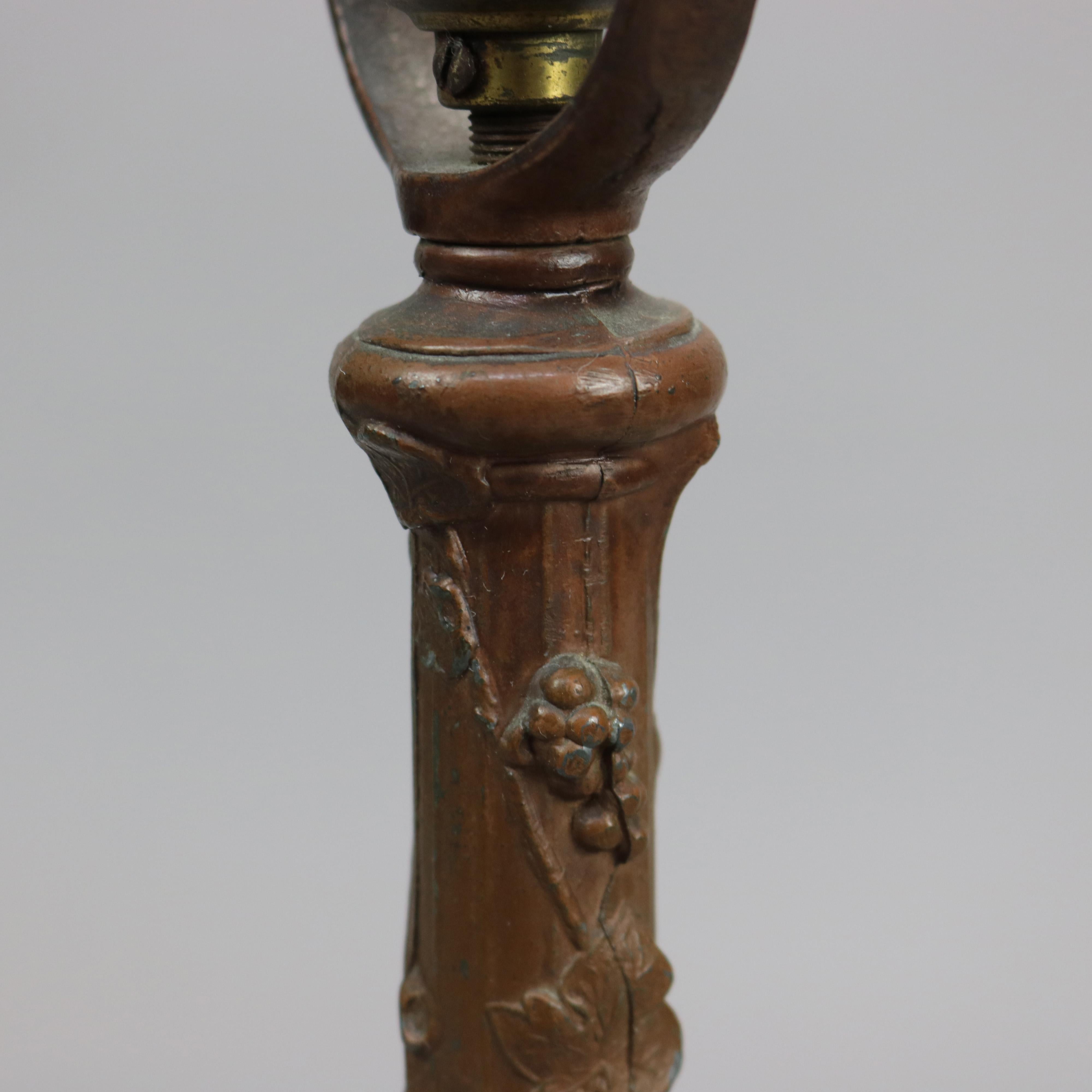 Antique Arts & Craft Bradley School & Hubbard School Slag Glass Lamp Circa 1920 2