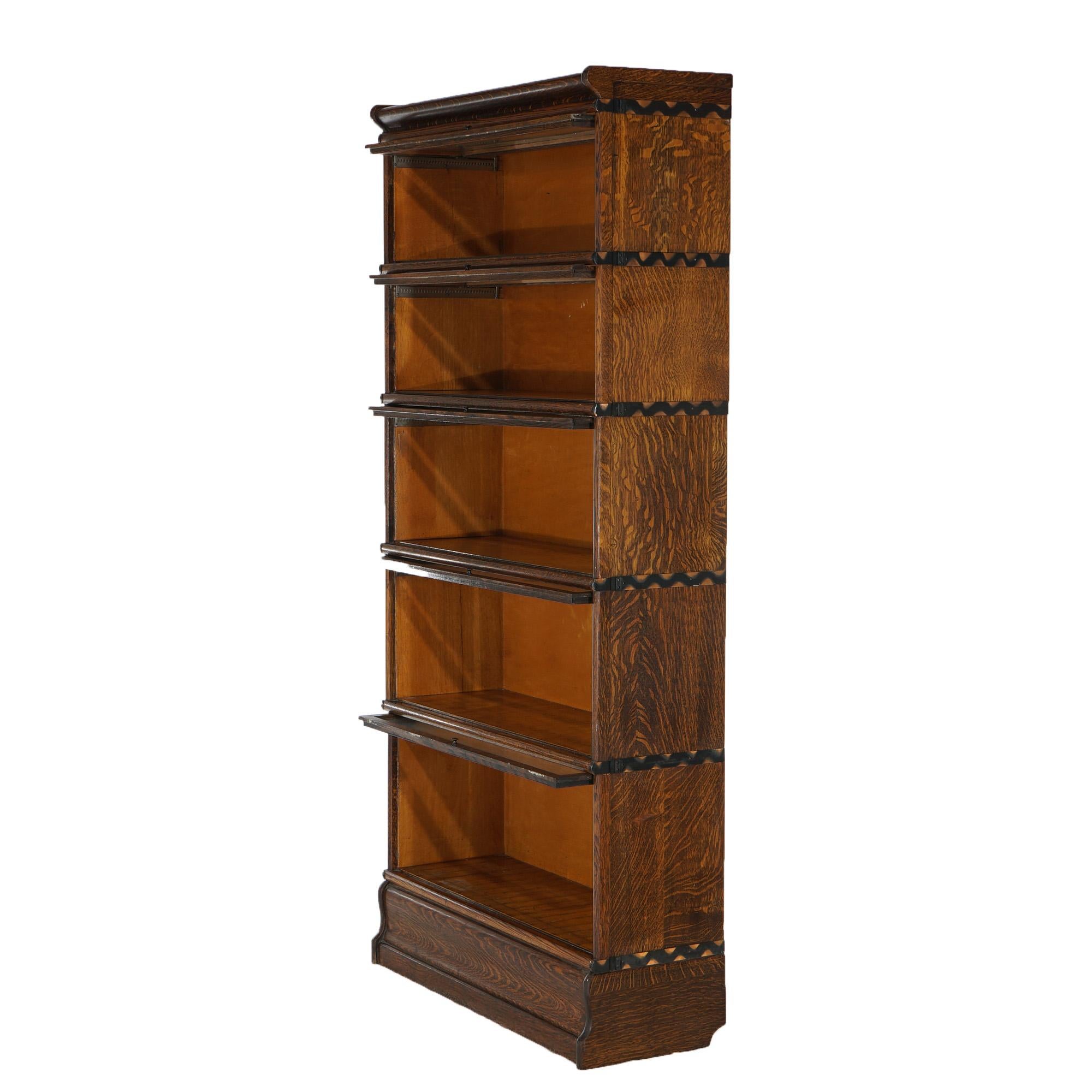 Antique Arts & Craft Globe Wernicke or Macey Oak Stack Barrister Bookcase C1910 For Sale 5