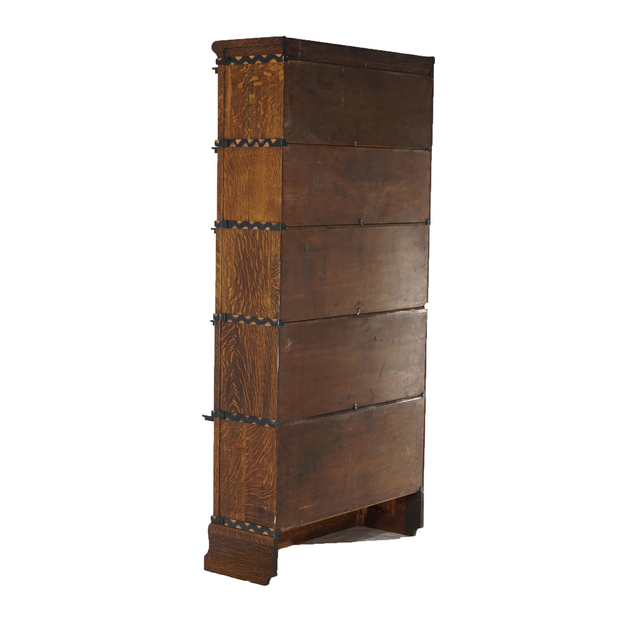 Antique Arts & Craft Globe Wernicke or Macey Oak Stack Barrister Bookcase C1910 For Sale 6