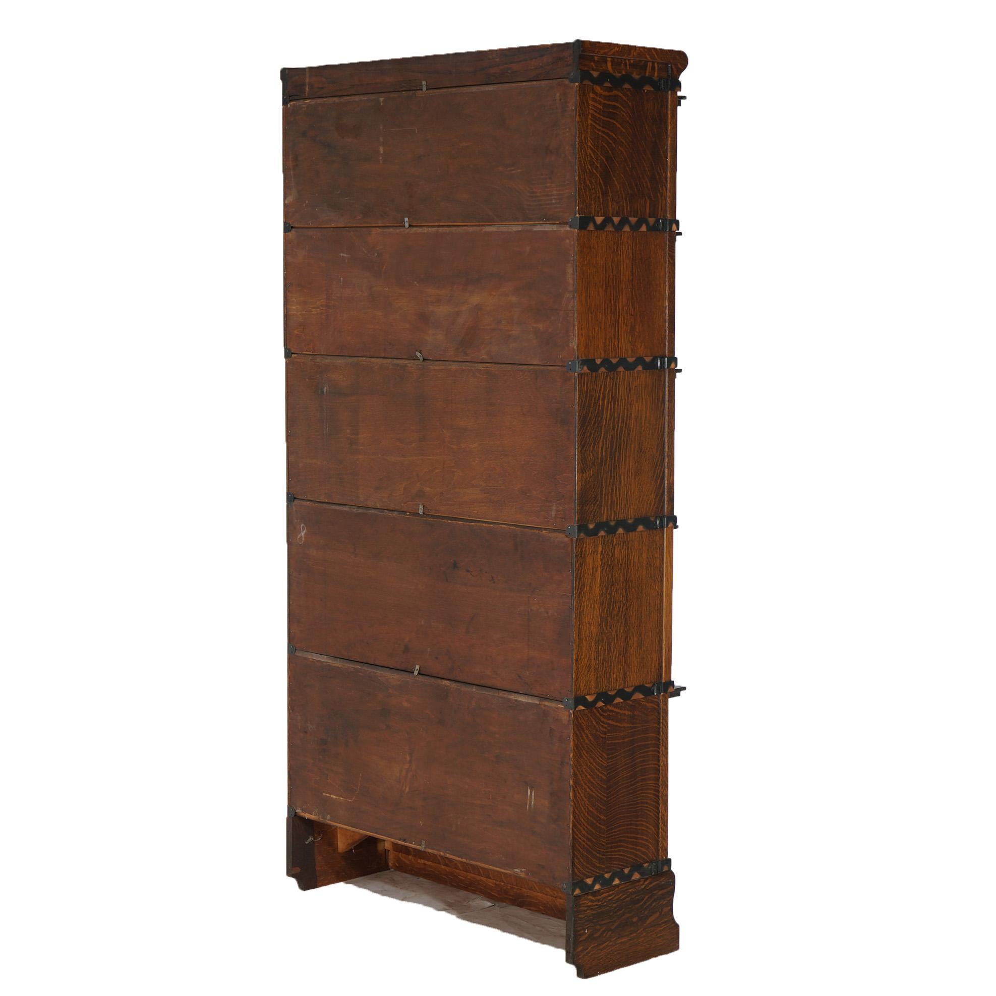Antique Arts & Craft Globe Wernicke or Macey Oak Stack Barrister Bookcase C1910 6