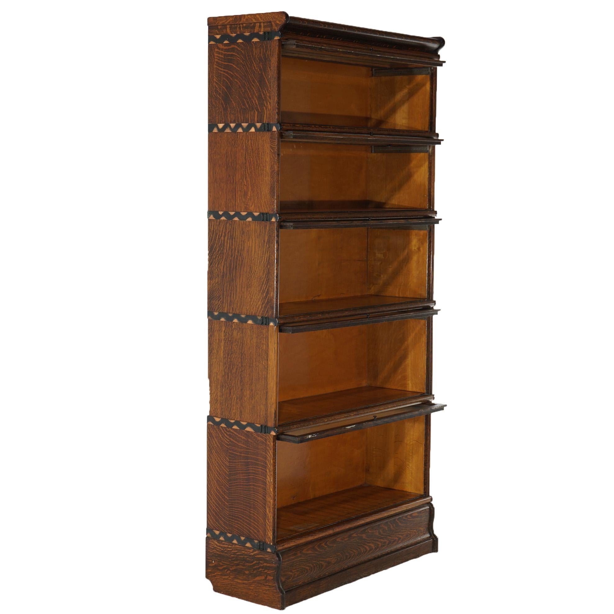 Antique Arts & Craft Globe Wernicke or Macey Oak Stack Barrister Bookcase C1910 For Sale 8
