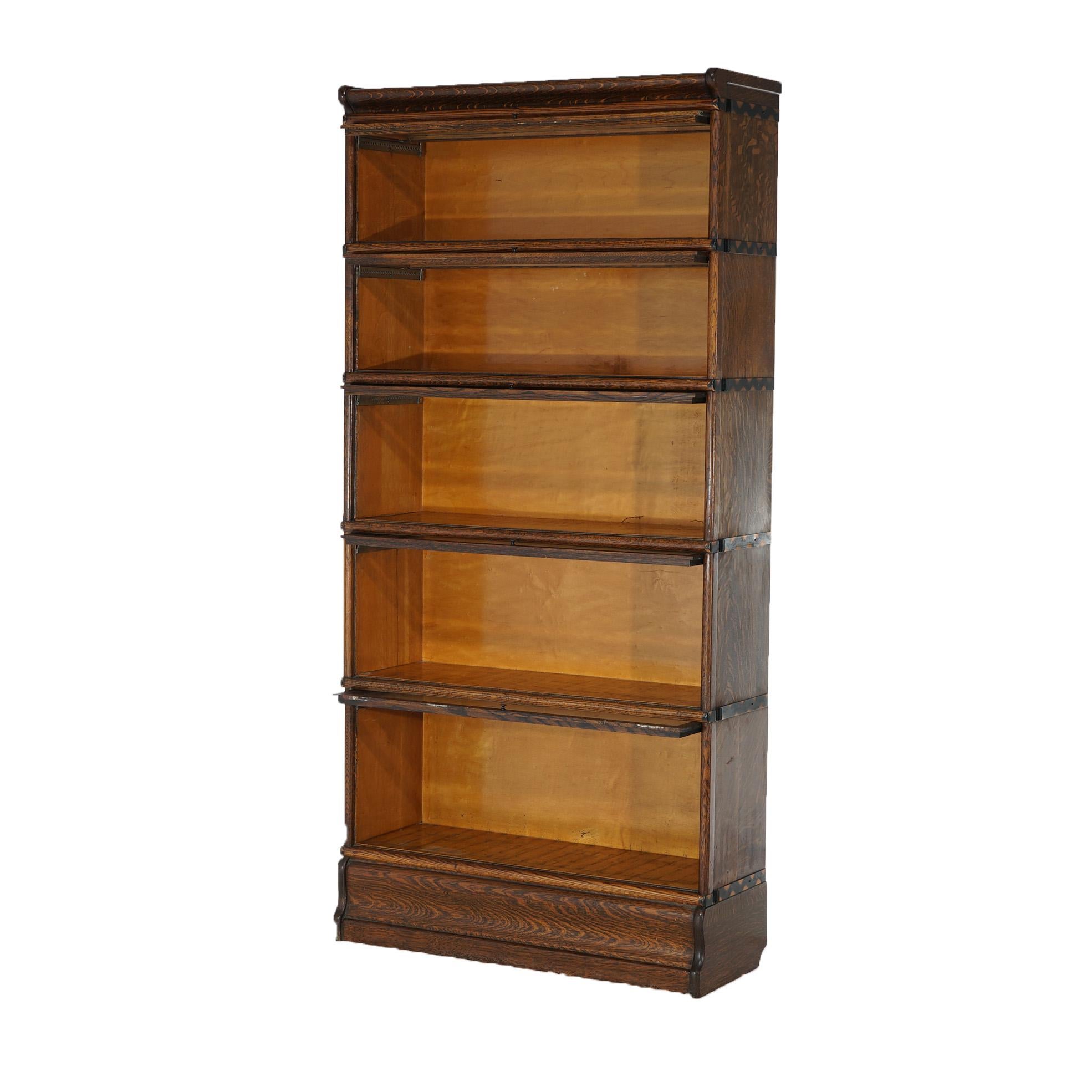 American Antique Arts & Craft Globe Wernicke or Macey Oak Stack Barrister Bookcase C1910 For Sale