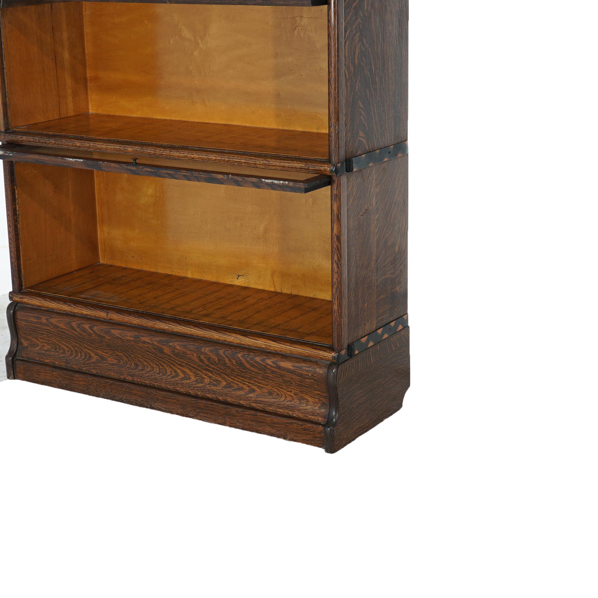 Antique Arts & Craft Globe Wernicke or Macey Oak Stack Barrister Bookcase C1910 In Good Condition For Sale In Big Flats, NY