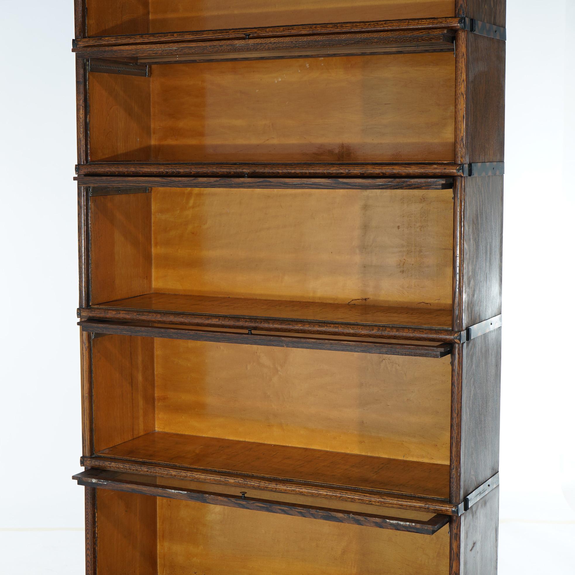 Antique Arts & Craft Globe Wernicke or Macey Oak Stack Barrister Bookcase C1910 For Sale 2