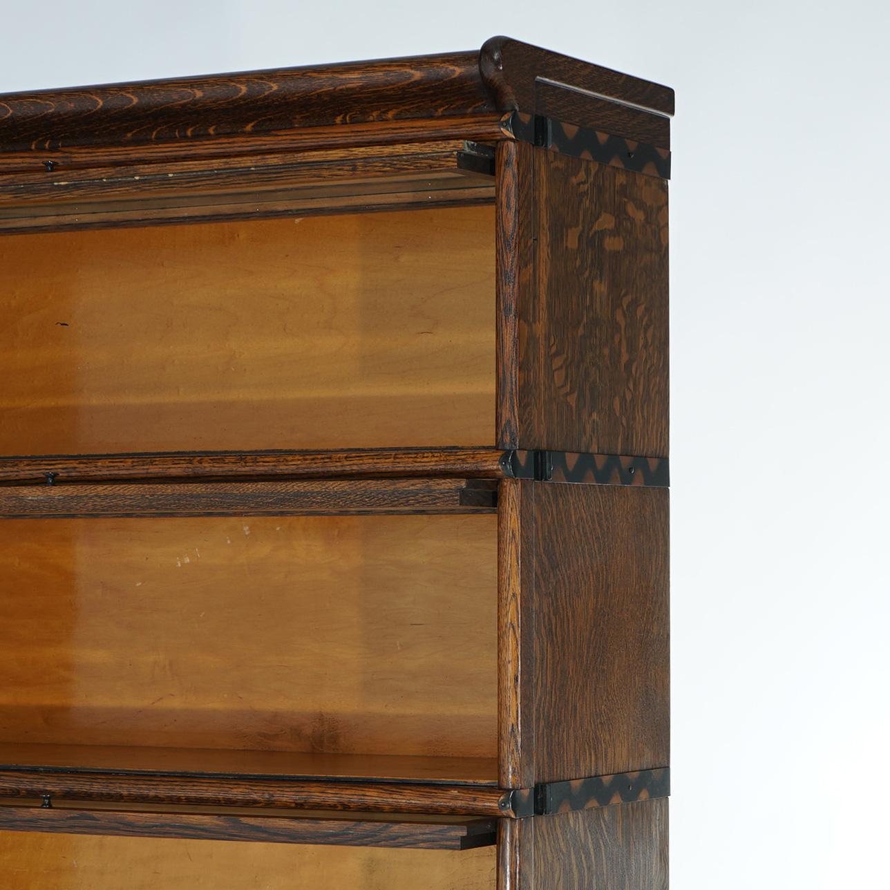 Antique Arts & Craft Globe Wernicke or Macey Oak Stack Barrister Bookcase C1910 For Sale 3