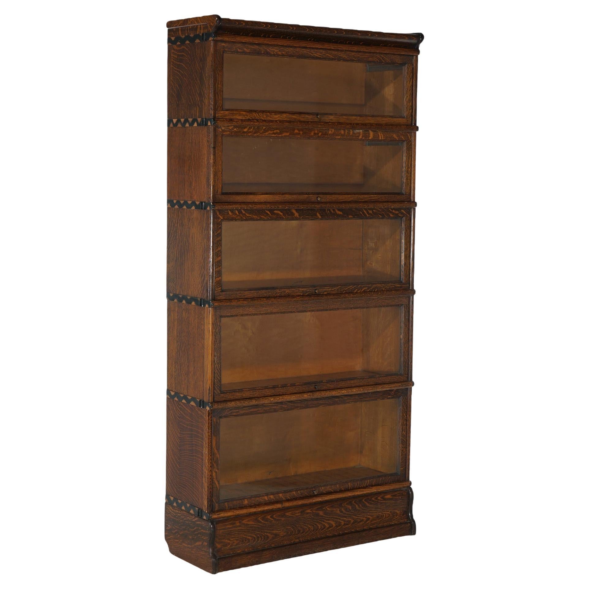 Antique Arts & Craft Globe Wernicke or Macey Oak Stack Barrister Bookcase C1910