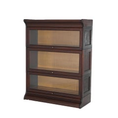 Antique Arts & Craft Mahogany Three Stack Barrister Bookcase C1920