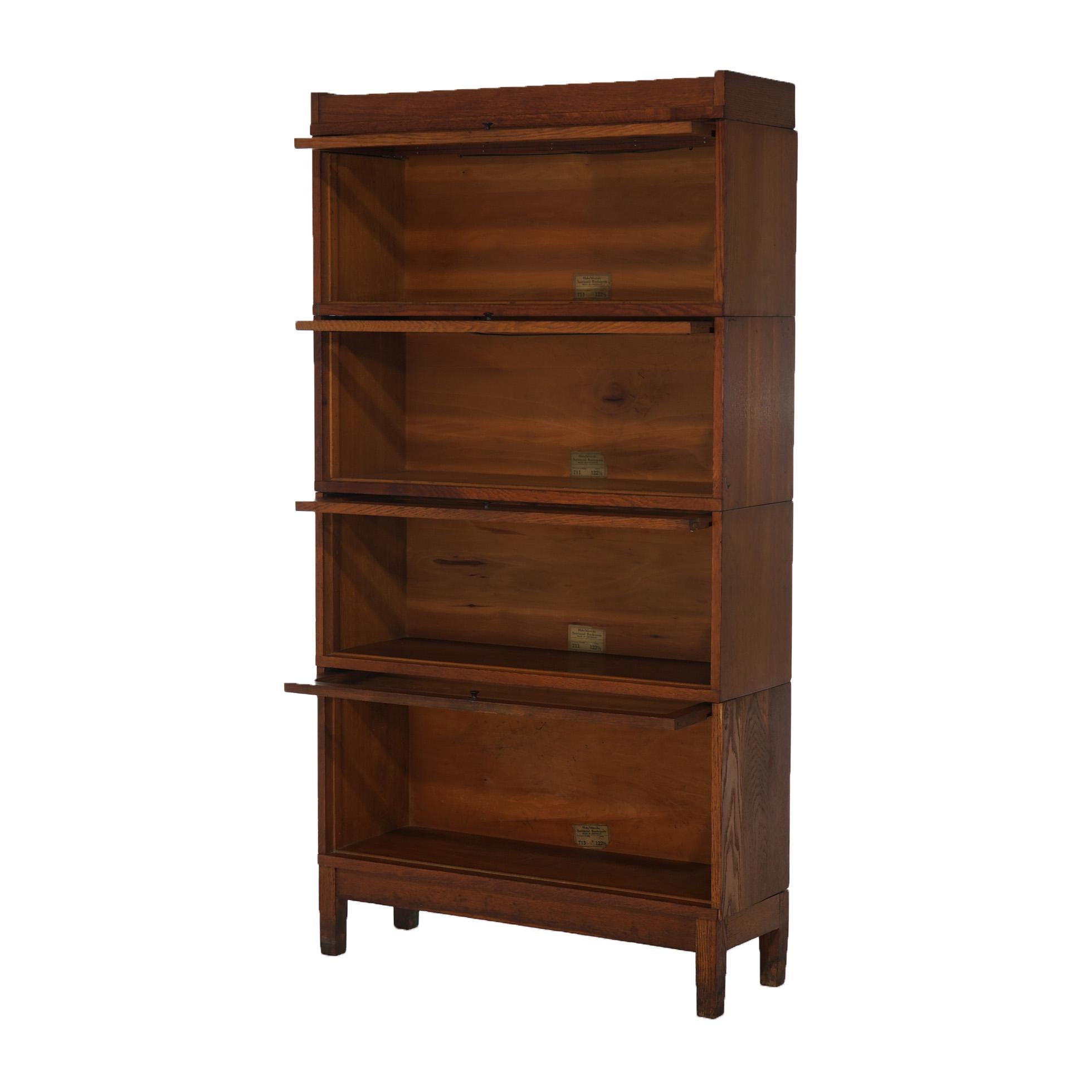 Arts and Crafts Antique Arts & Craft Mission Style Oak 4-Stack Barrister Bookcase C1910 For Sale