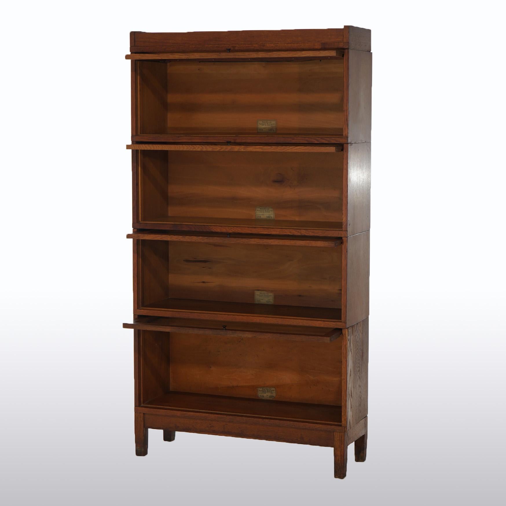 American Antique Arts & Craft Mission Style Oak 4-Stack Barrister Bookcase C1910 For Sale