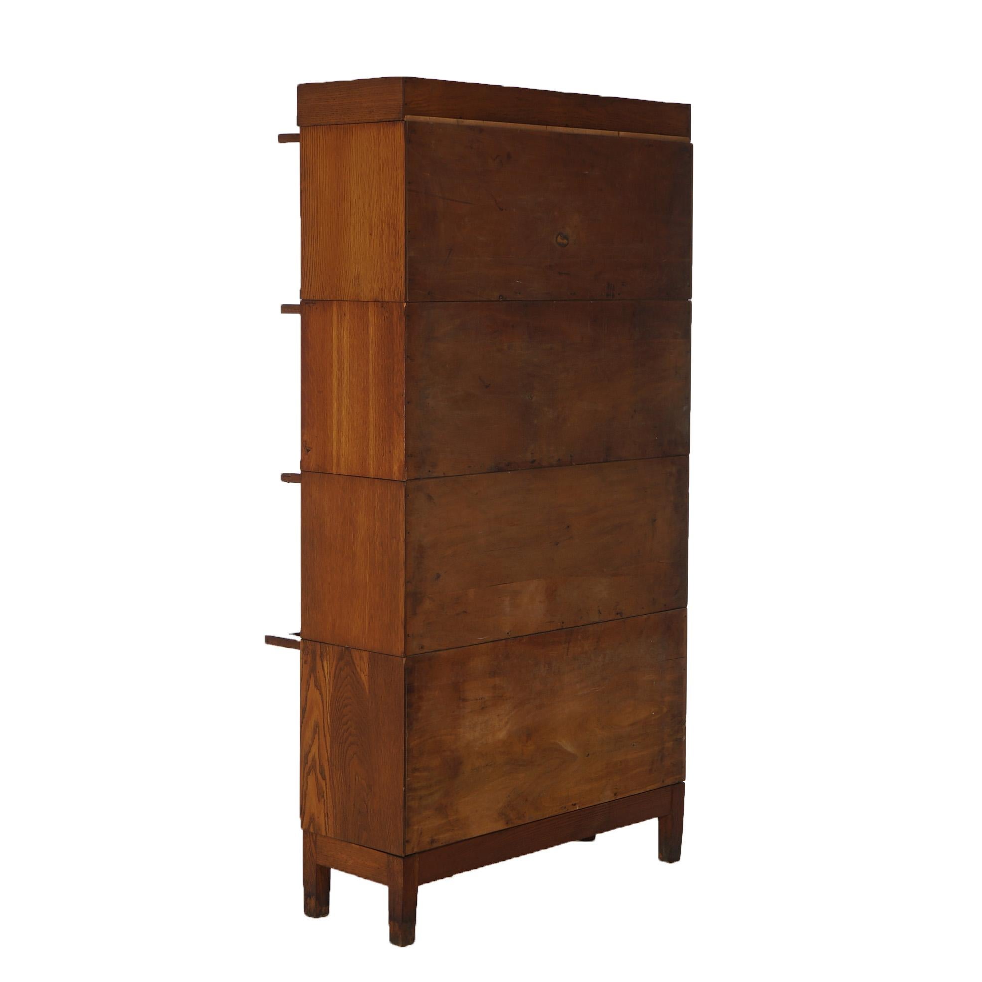 20th Century Antique Arts & Craft Mission Style Oak 4-Stack Barrister Bookcase C1910 For Sale