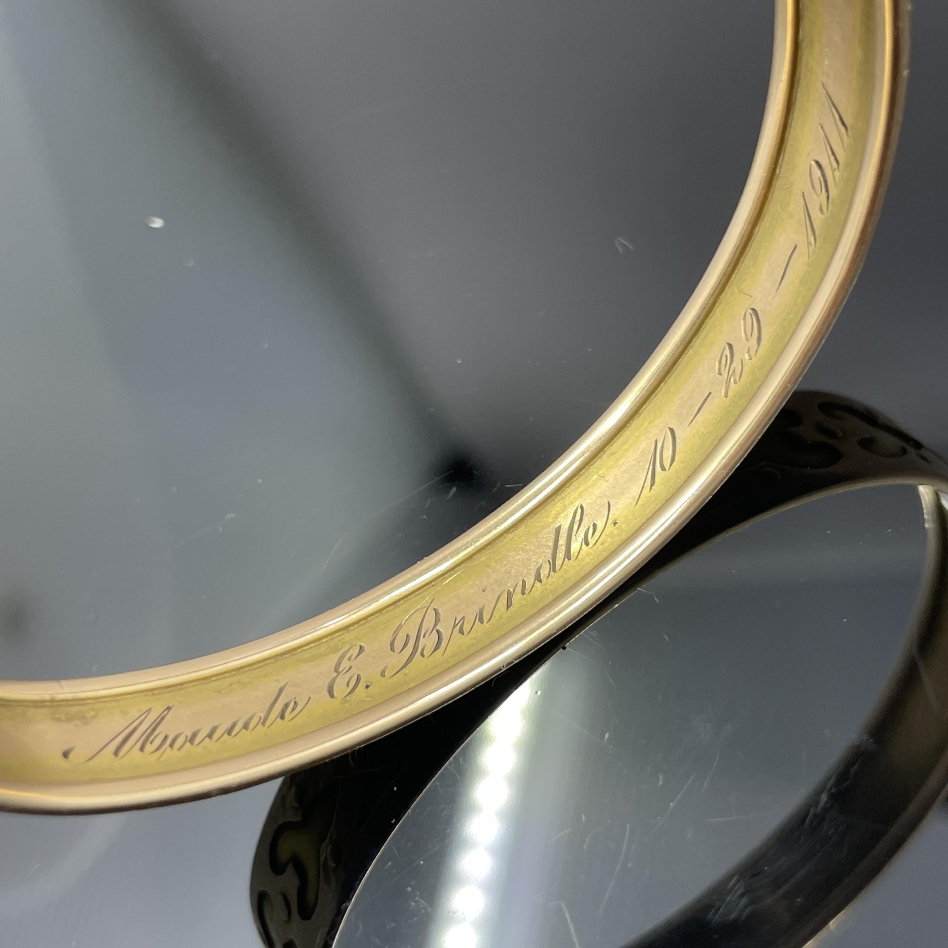 Arts and Crafts Antique Arts & Crafts 14k Yellow Gold Bangle Bracelet For Sale