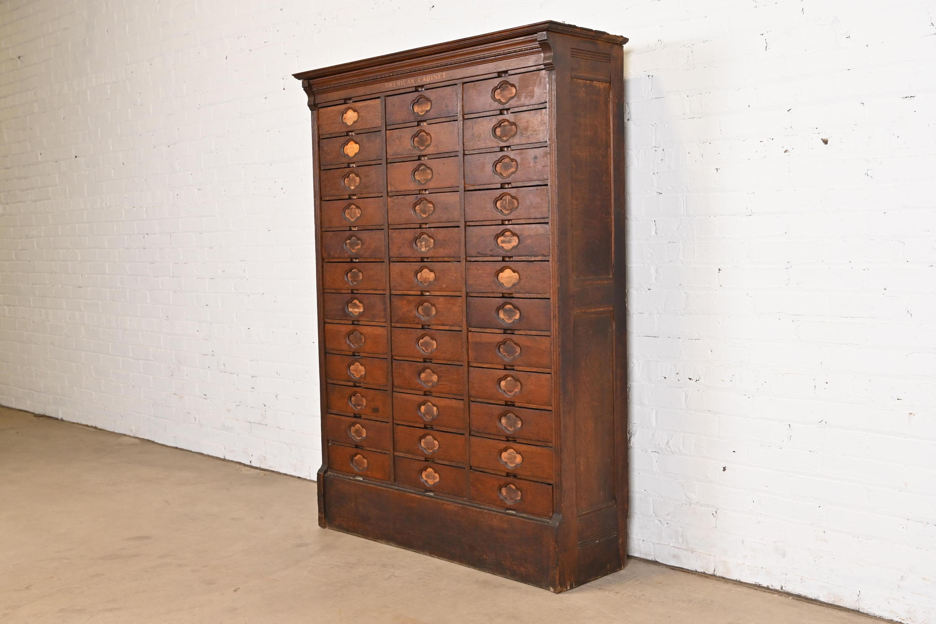 Arts and Crafts Antique Arts & Crafts 36-Drawer File Cabinet by American Cabinet Co., Circa 1900 For Sale