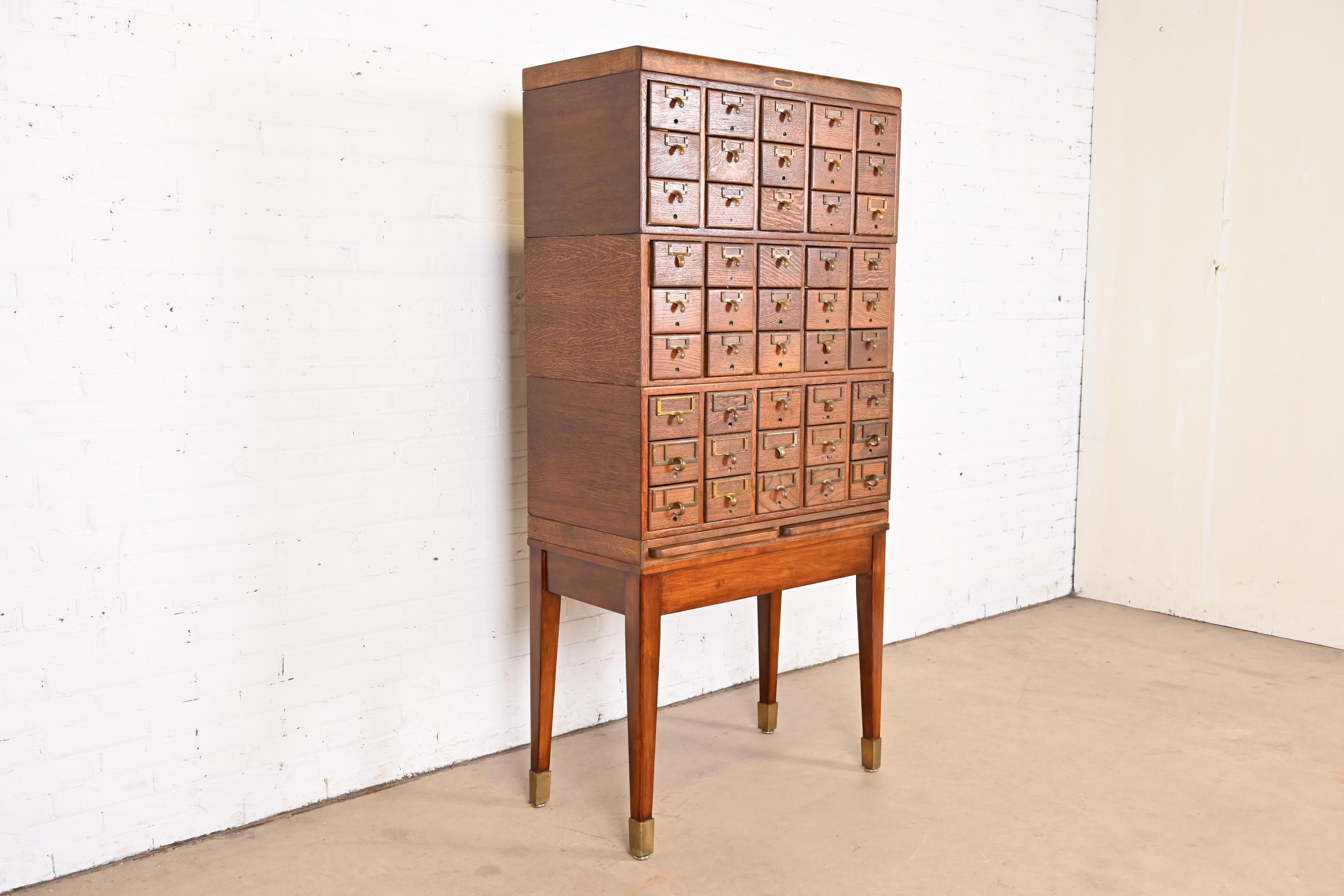 American Antique Arts & Crafts 45-Drawer Card Catalog Filing Cabinet by Remington Rand For Sale