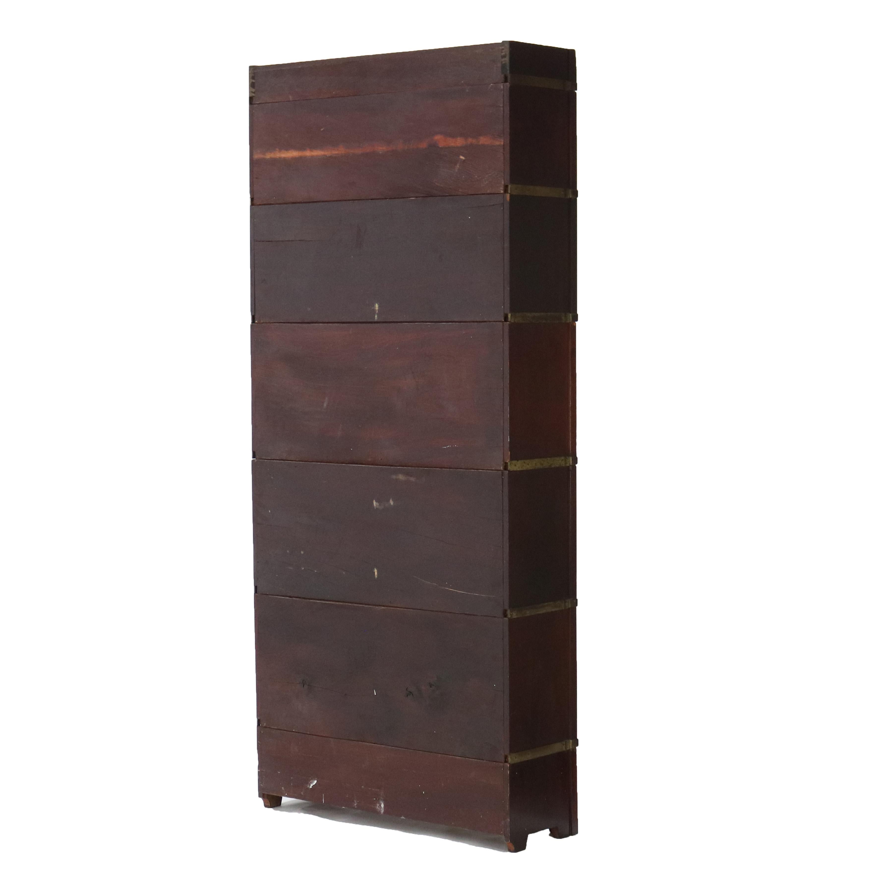 Antique Arts & Crafts 5-Stack Mahogany Globe Wernicke Mission Barrister Bookcase 5
