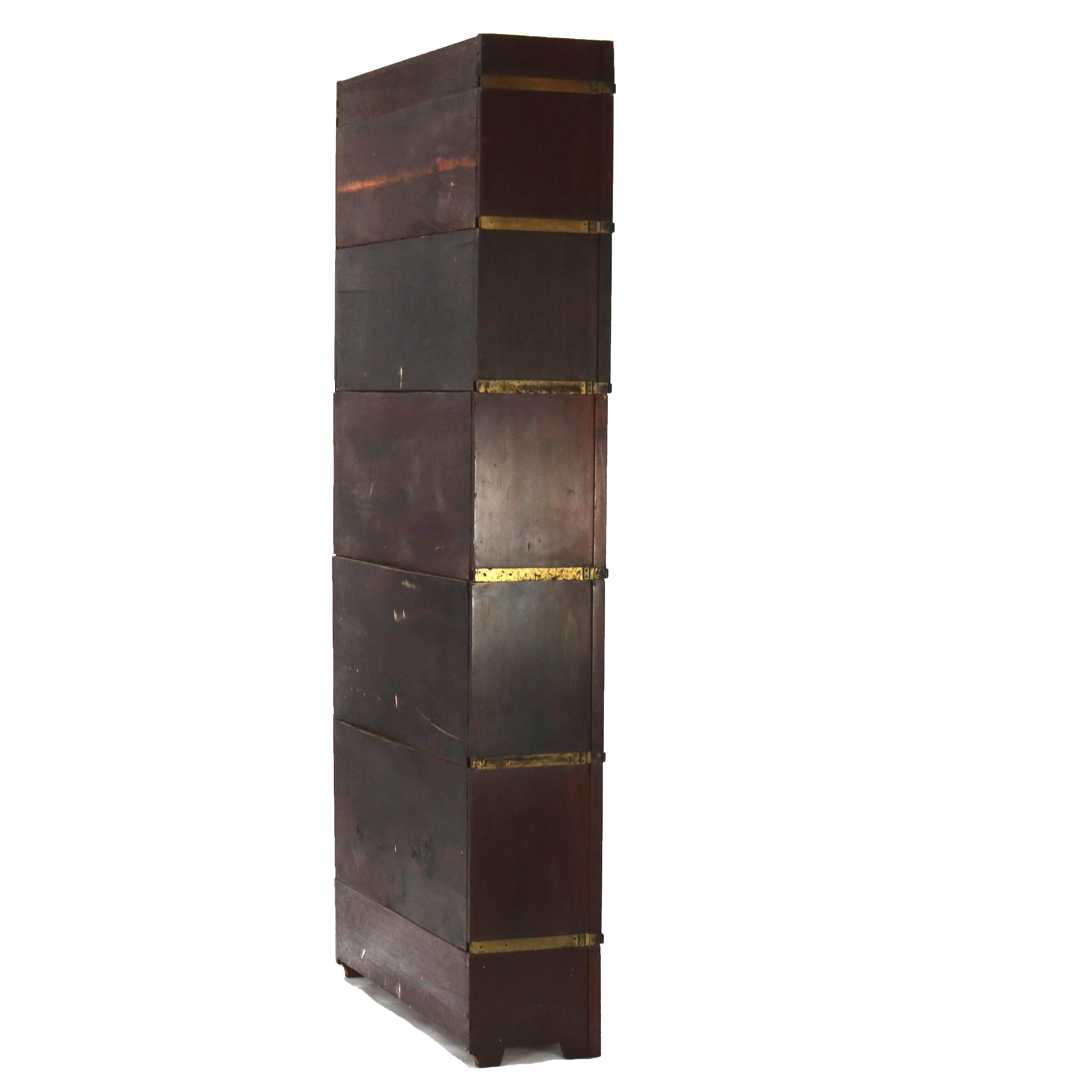 Antique Arts & Crafts 5-Stack Mahogany Globe Wernicke Mission Barrister Bookcase 6