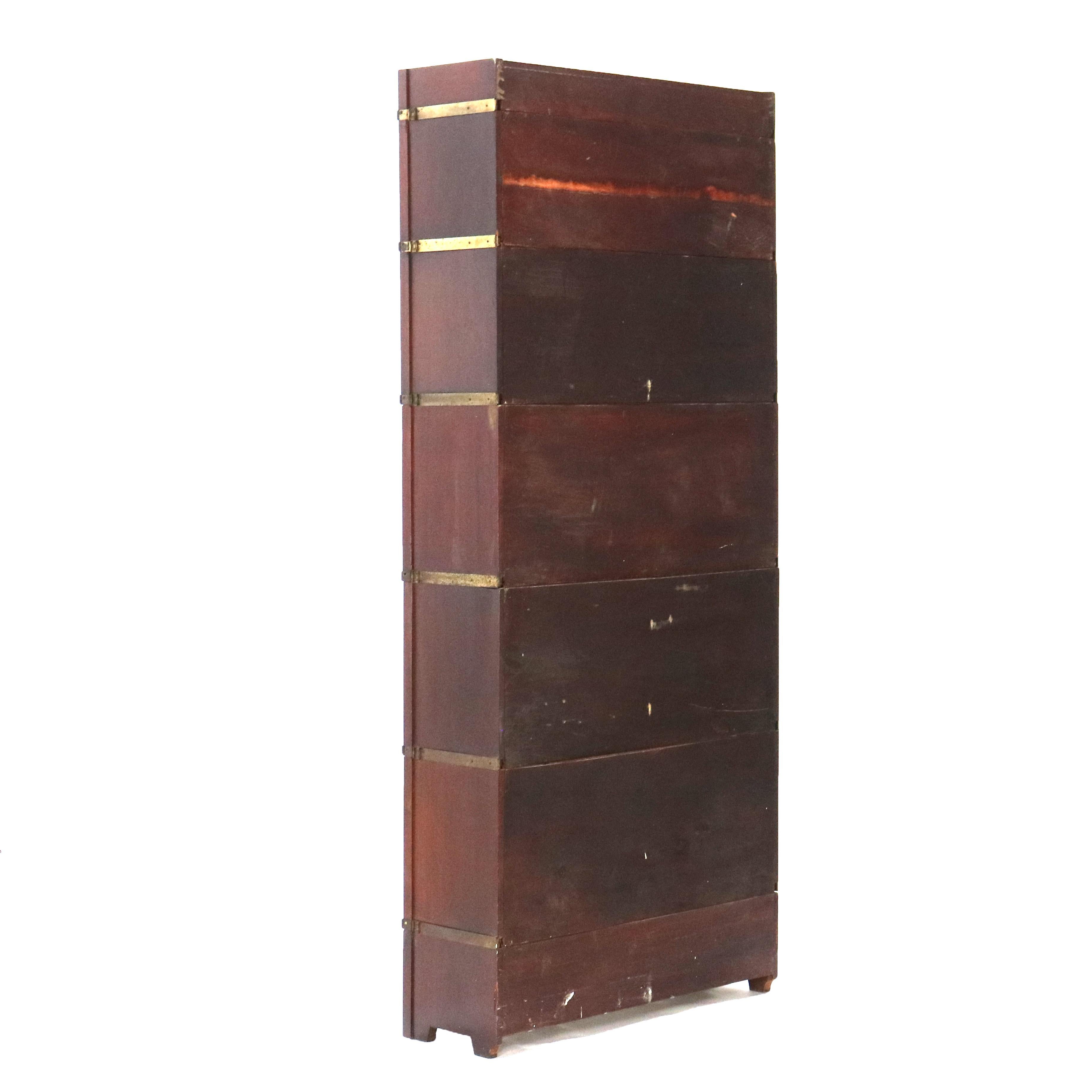 Antique Arts & Crafts 5-Stack Mahogany Globe Wernicke Mission Barrister Bookcase 1