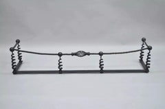 Antique Arts & Crafts 56" Hand Wrought Iron Spiral Twist Fireplace Mantle Fender