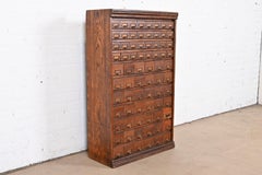 Antique Arts & Crafts 74-Drawer Card File Cabinet or Industrial Parts Cabinet