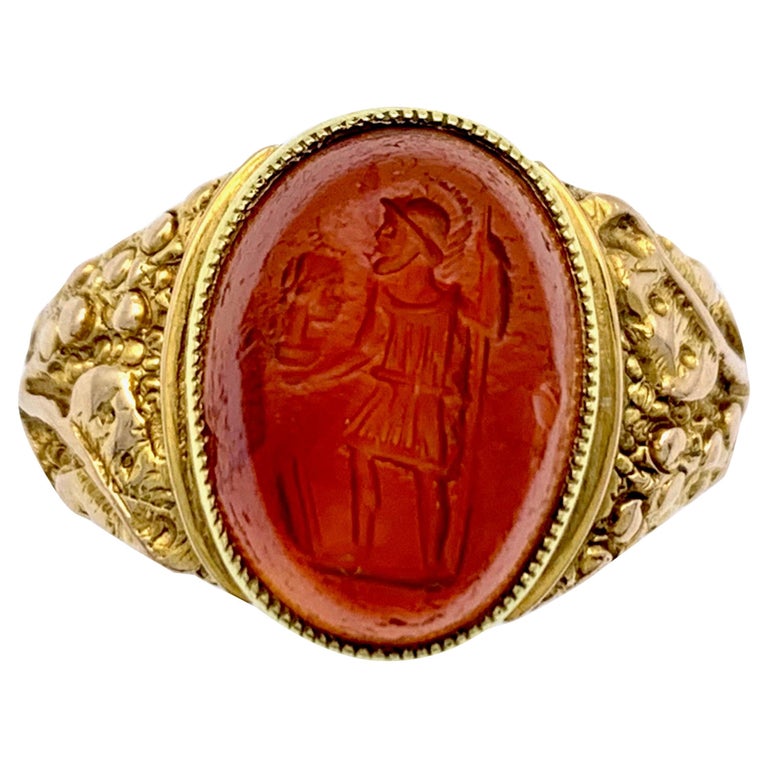 Antique Roman Intaglio In English Arts And Crafts 9 Karat Gold Setting For Sale At 1stdibs