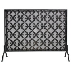 Antique Arts & Crafts/Aesthetic Movement Cast Iron Fire Screen with Acorn Motif