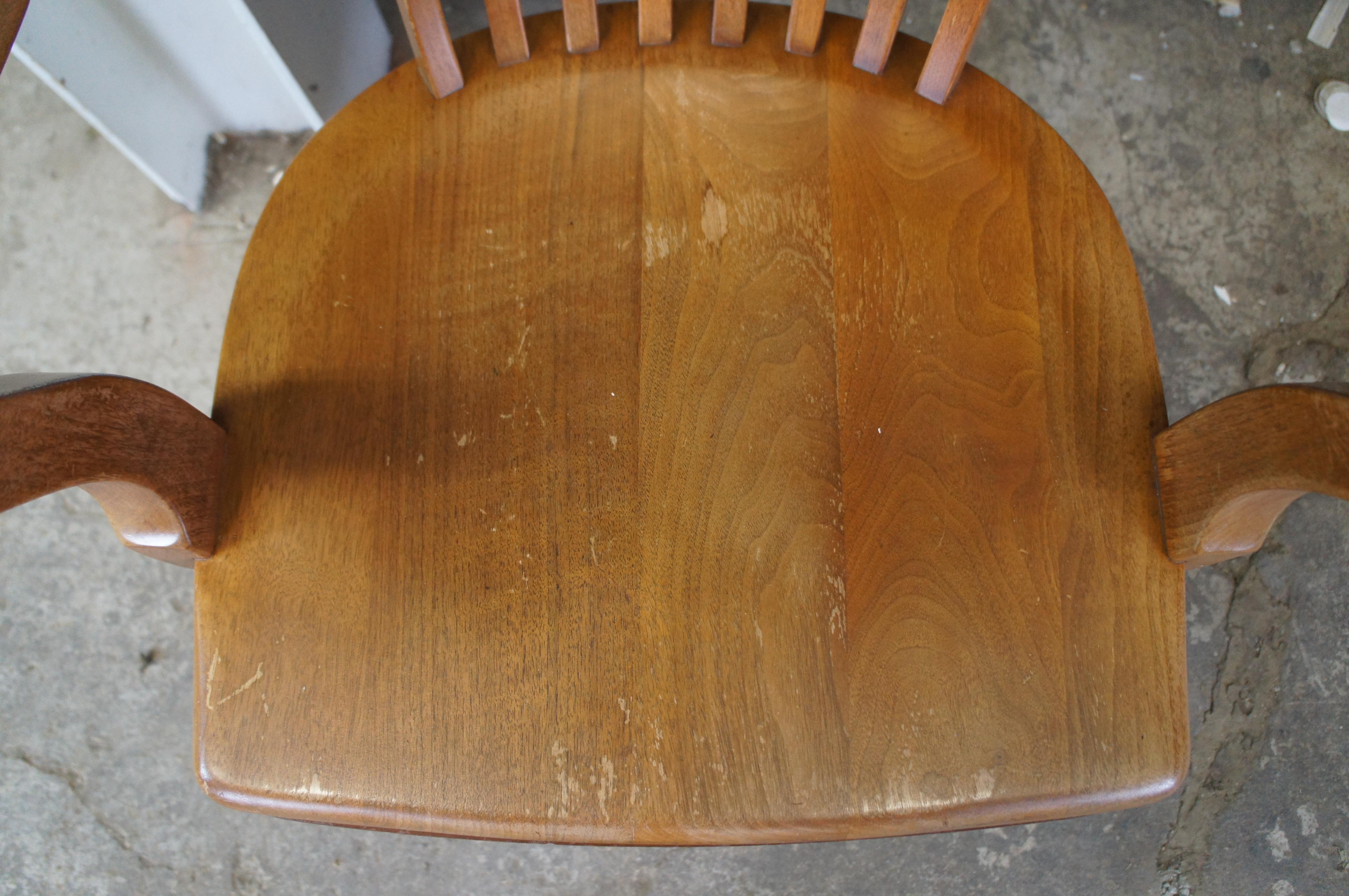20th Century Antique Arts & Crafts American Walnut Bankers Office Swivel Desk Arm Chair Rolls