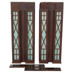 Antique Arts & Crafts Architectural Oak & Slag Glass Sidelights, circa 1910