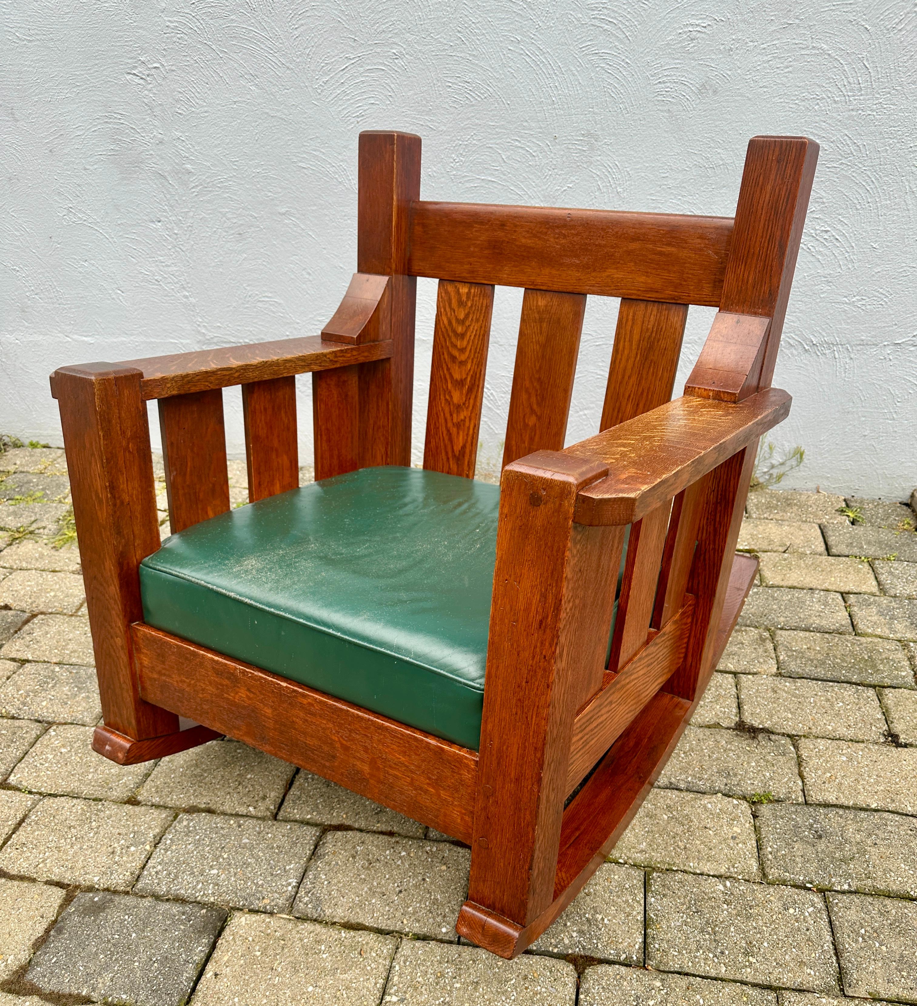 Arts and Crafts Antique Arts & Crafts Arm Rocking Cube Chair by 