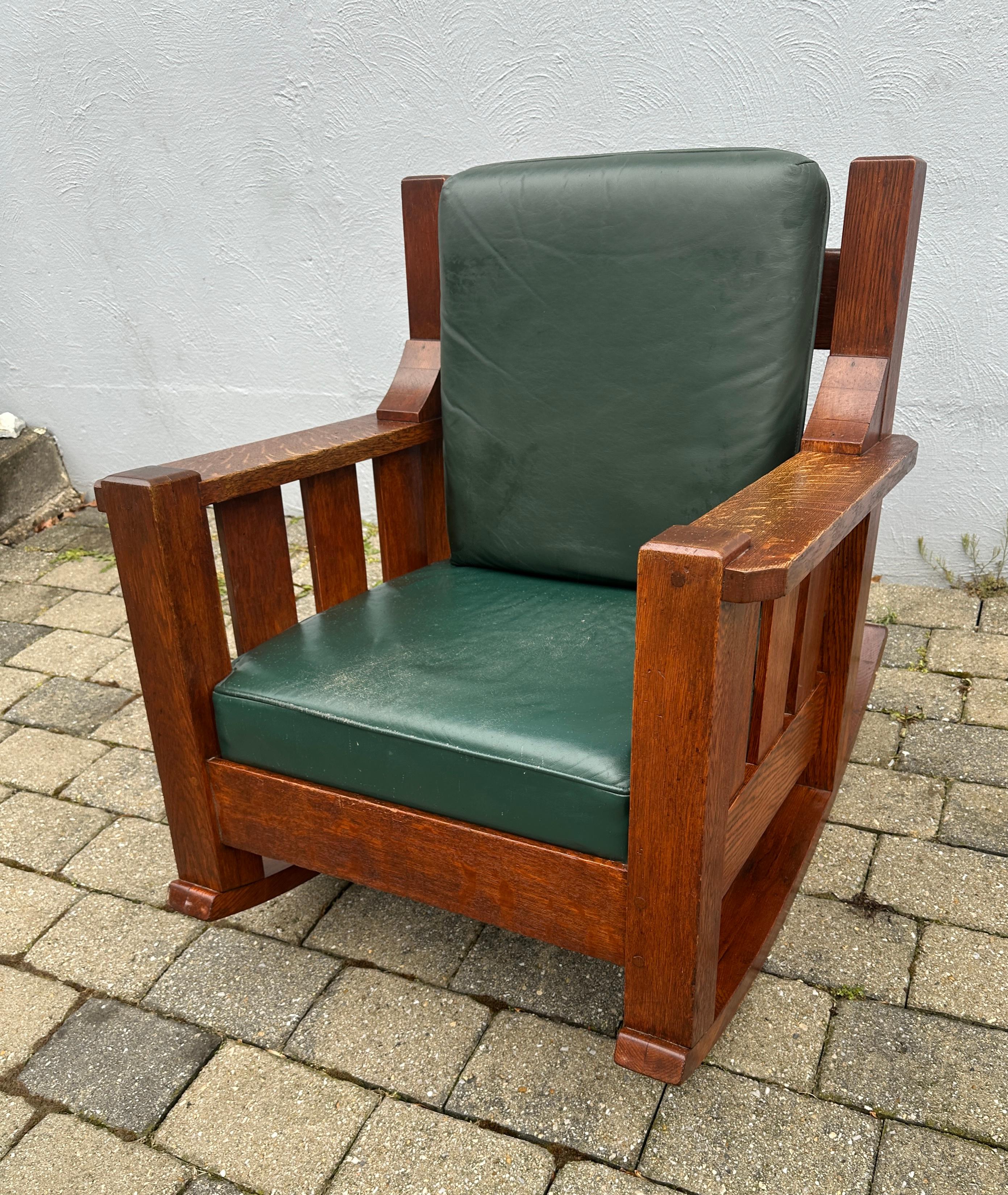 20th Century Antique Arts & Crafts Arm Rocking Cube Chair by 