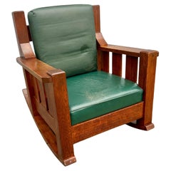 Antique Arts & Crafts Arm Rocking Cube Chair by " KNOUSE " - Stickley Era