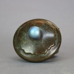 Antique Arts & Crafts Art Glass & Bronze Lidded Jar after Tiffany, 1910