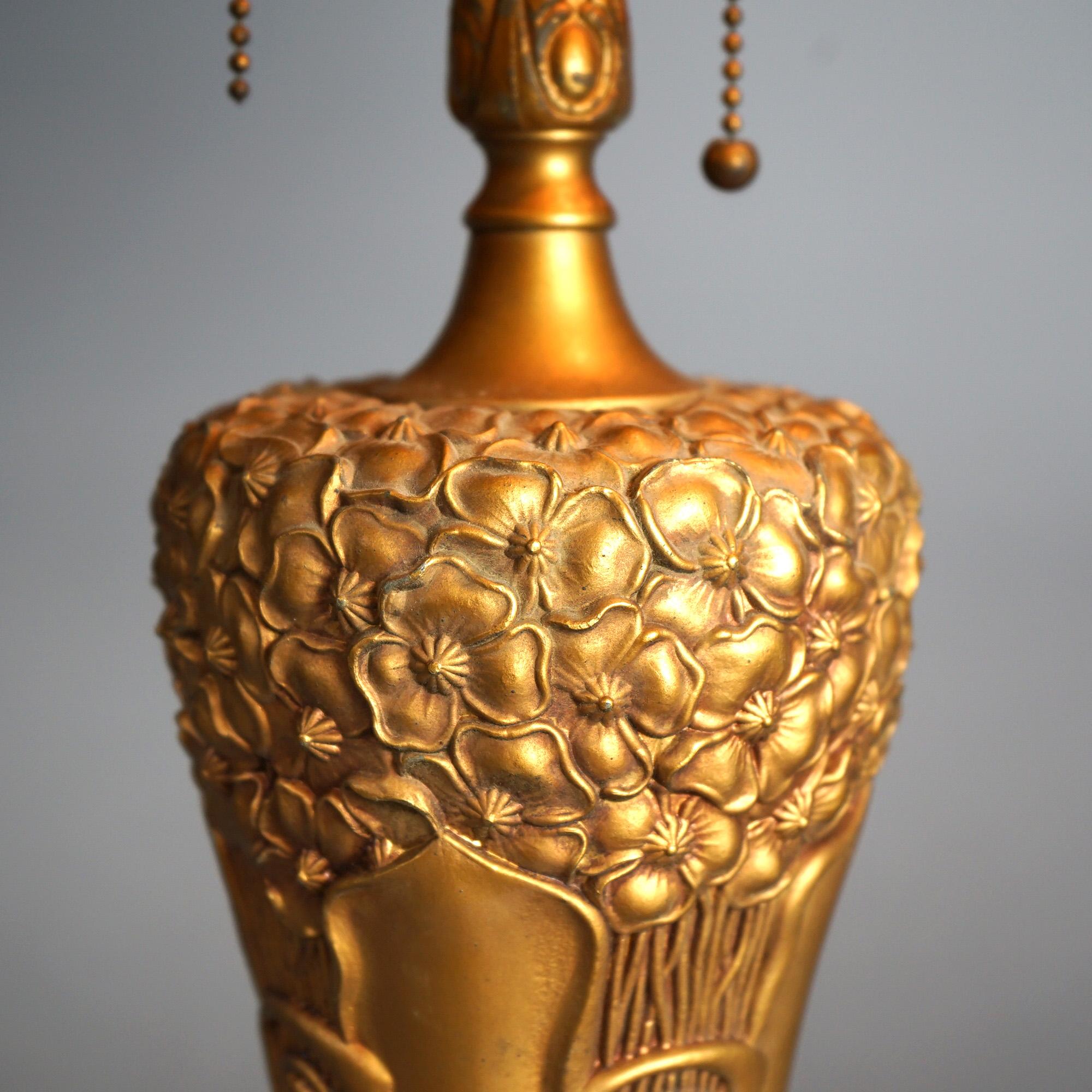 Antique Arts & Crafts (Art Nouveau) Royal Two-Tone Slag Glass Table Lamp C1920 6