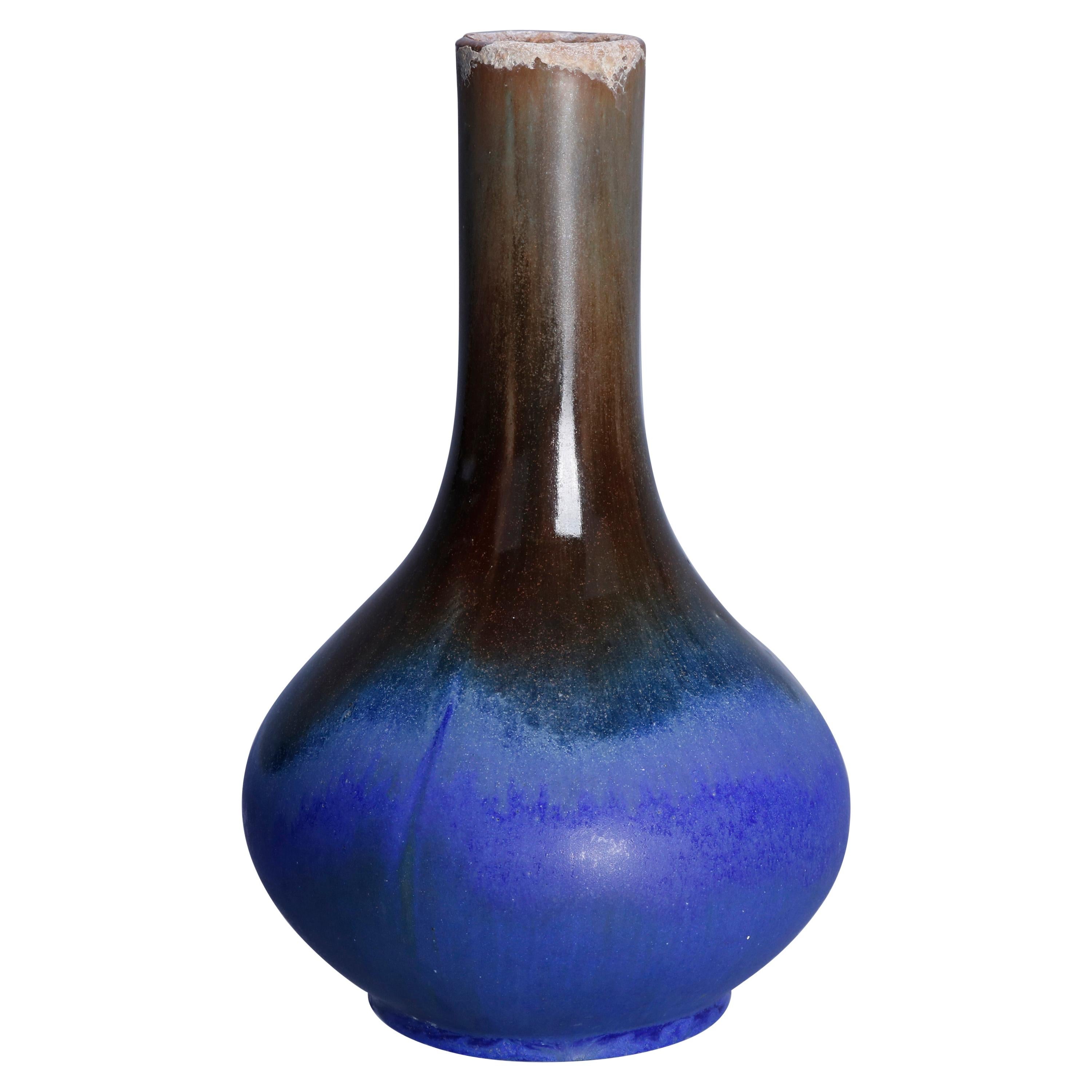 Antique Arts & Crafts Art Pottery Drip Glaze Bottle Vase by Fulper, circa 1920