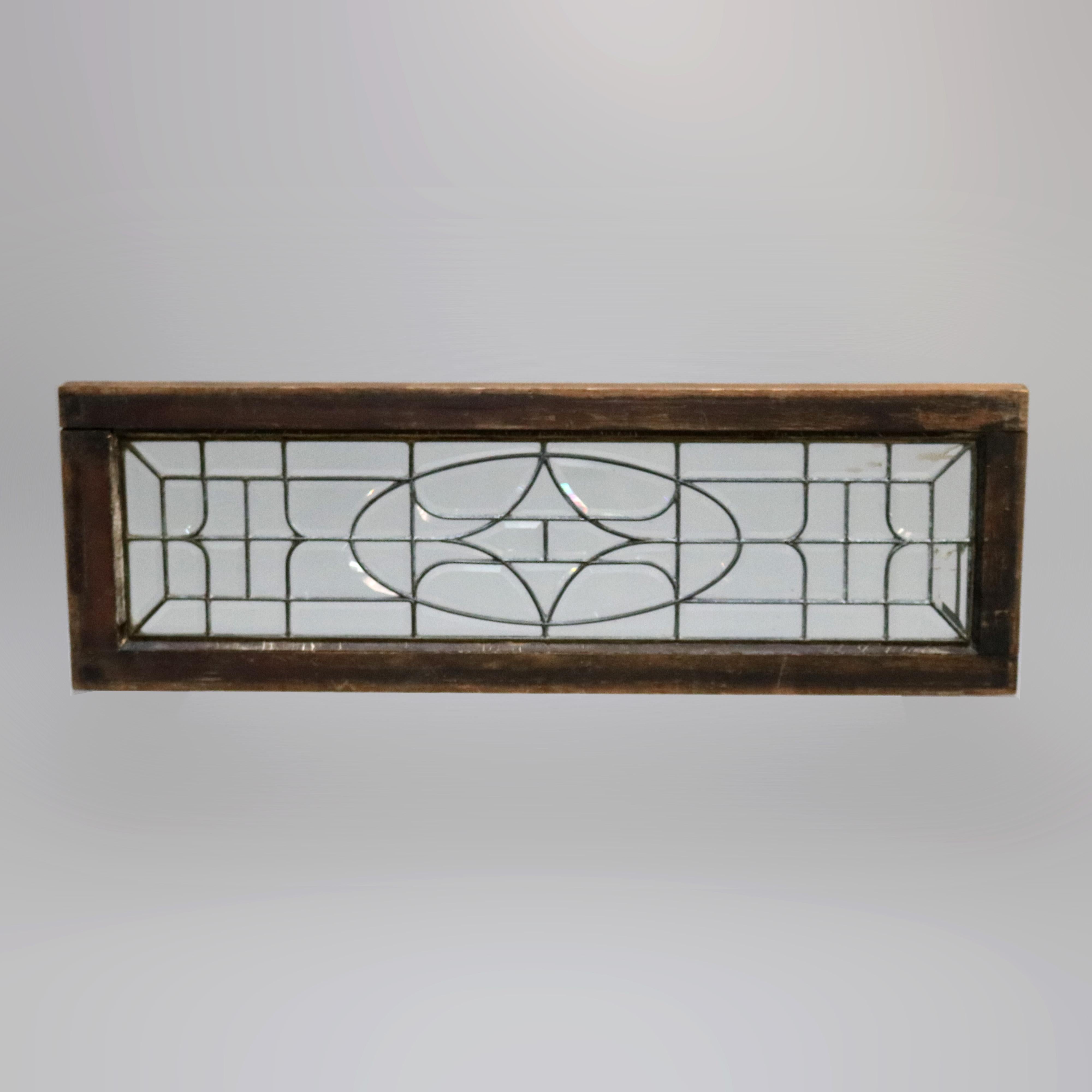 Antique Arts & Crafts Beveled Leaded Glass Window, Circa 1910 5