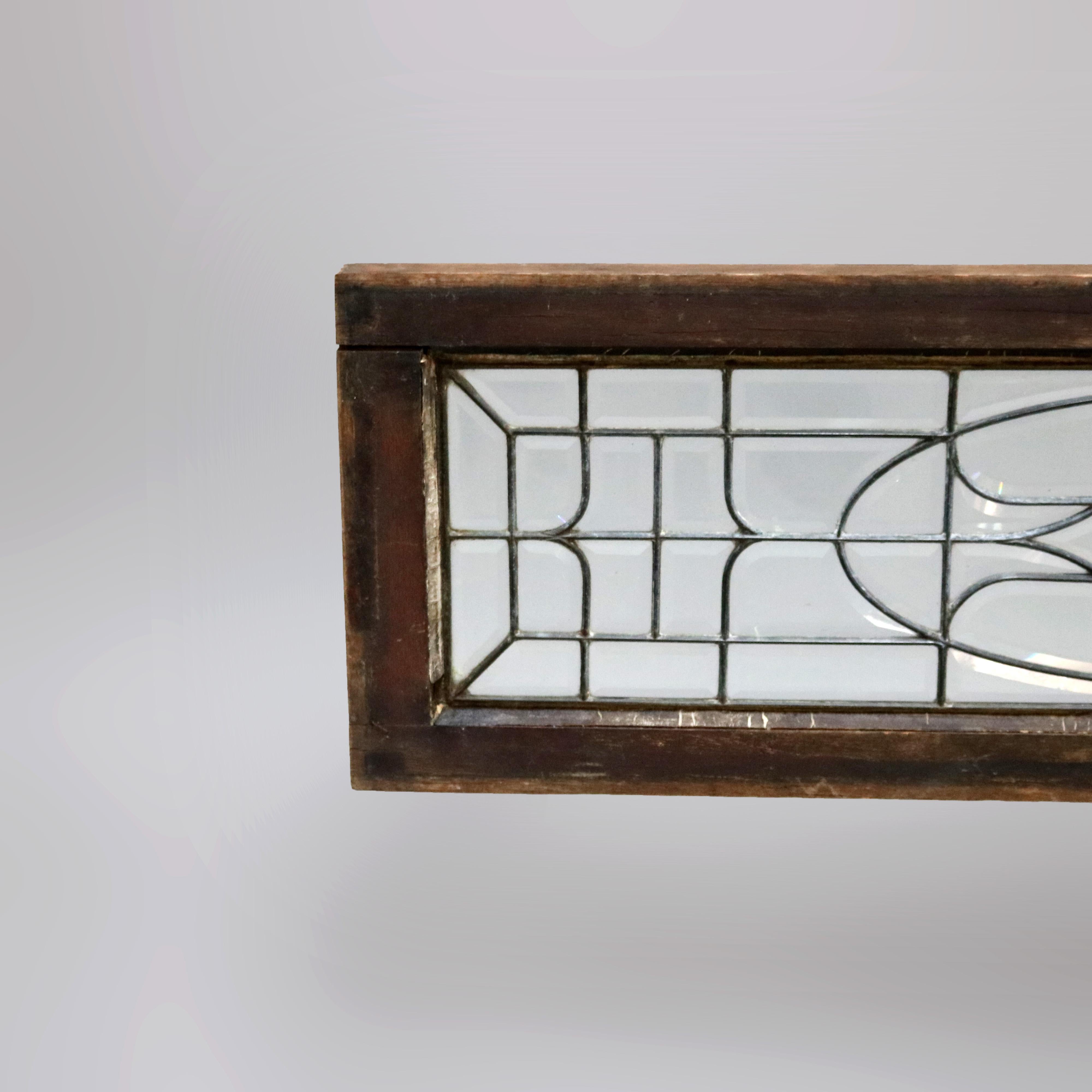 Arts and Crafts Antique Arts & Crafts Beveled Leaded Glass Window, Circa 1910