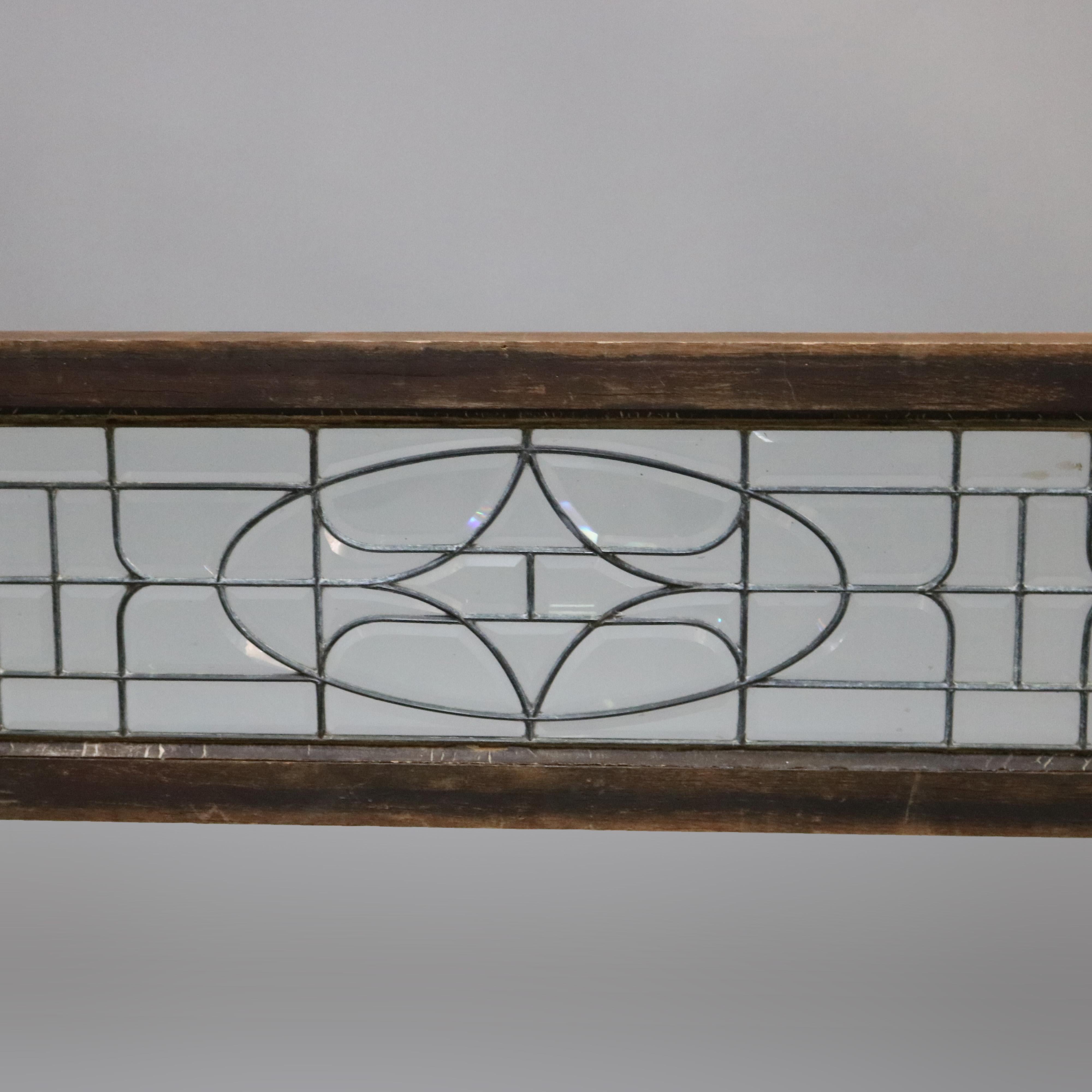 North American Antique Arts & Crafts Beveled Leaded Glass Window, Circa 1910