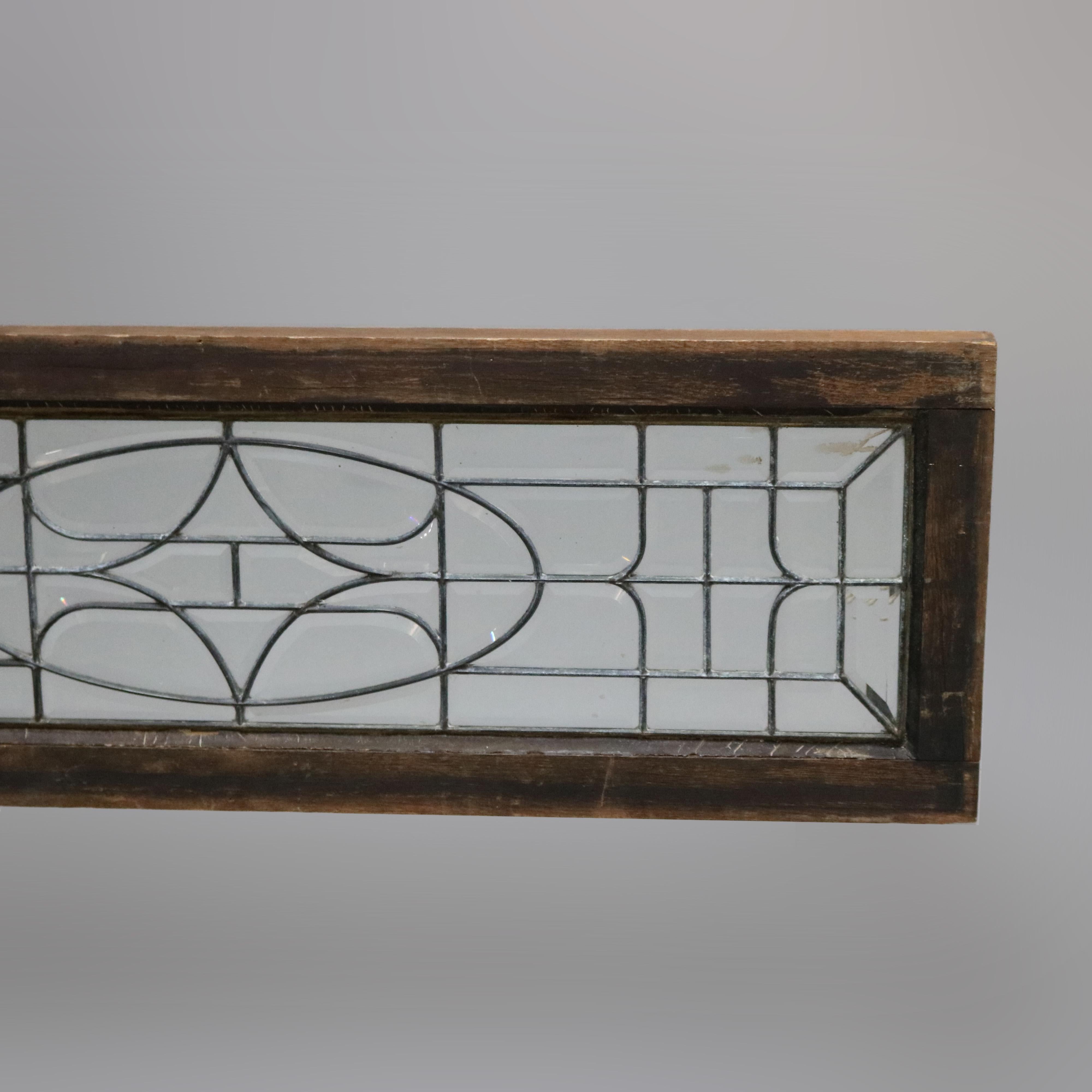 Antique Arts & Crafts Beveled Leaded Glass Window, Circa 1910 In Good Condition In Big Flats, NY