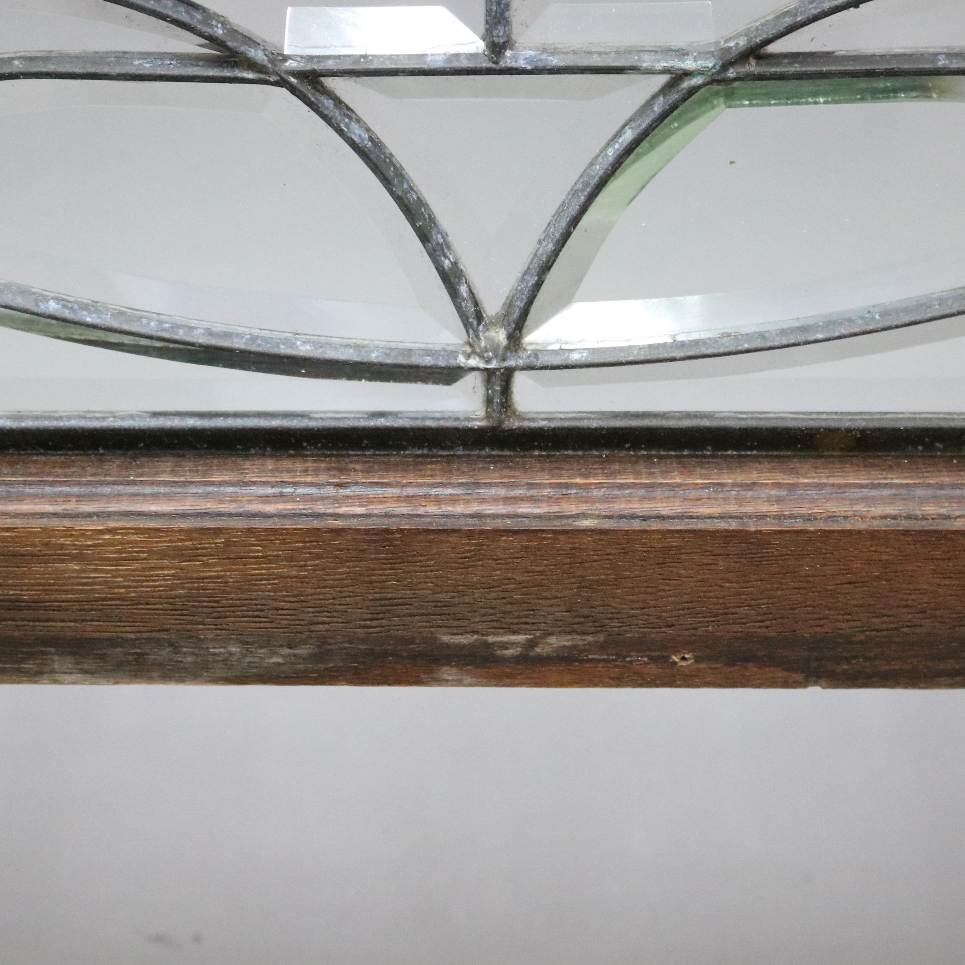 Antique Arts & Crafts Beveled Leaded Glass Window, Circa 1910 3