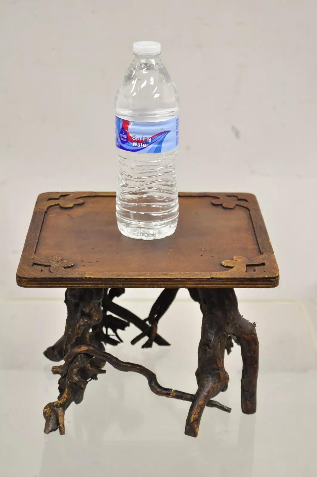 Antique Arts & Crafts Black Forest Adirondack Branch Twigen Wooden Pedestal Stand. Circa Mid 20th Century. Dimensions : 7