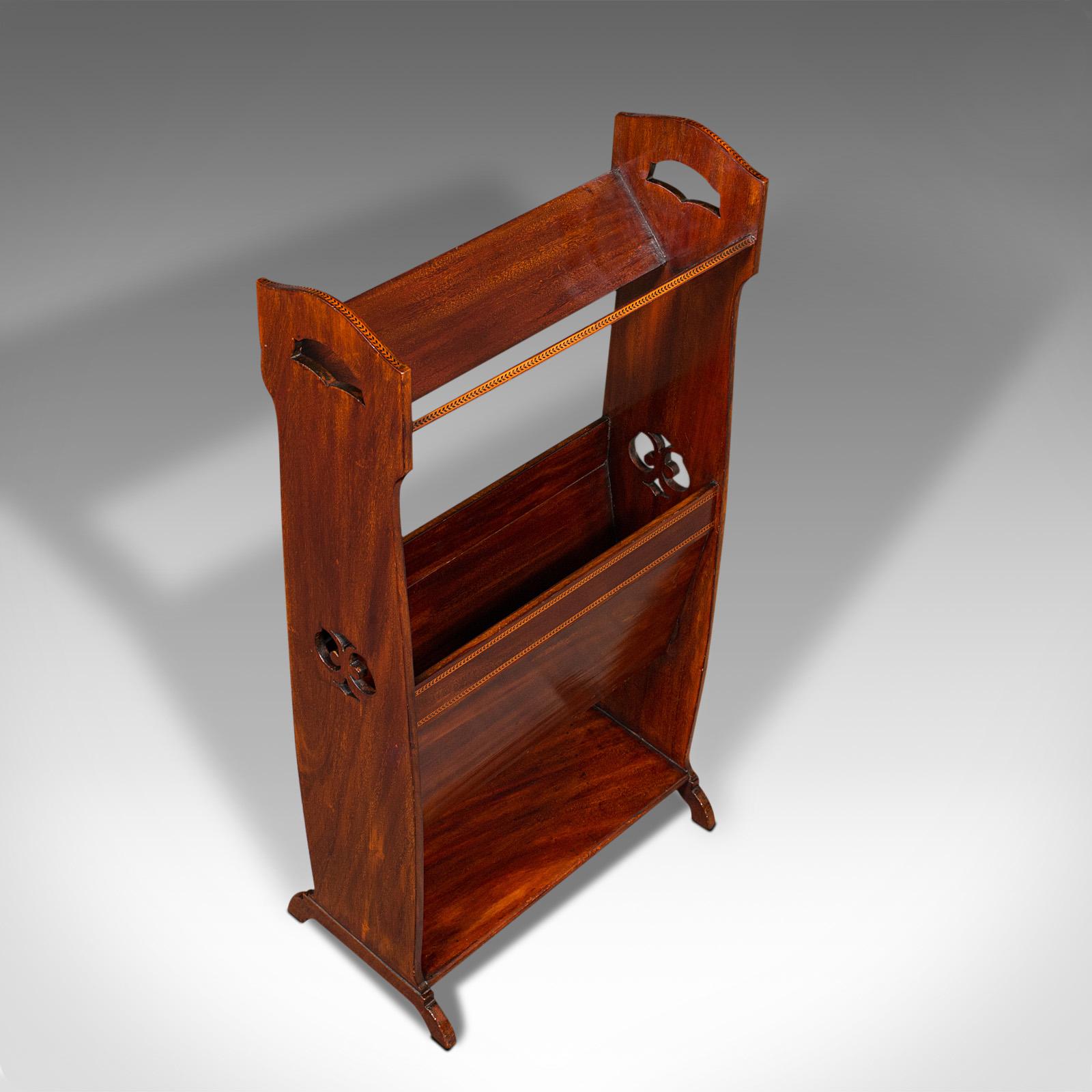 20th Century Antique Arts & Crafts Book Stand, English, Magazine Rack, Canterbury, Edwardian For Sale