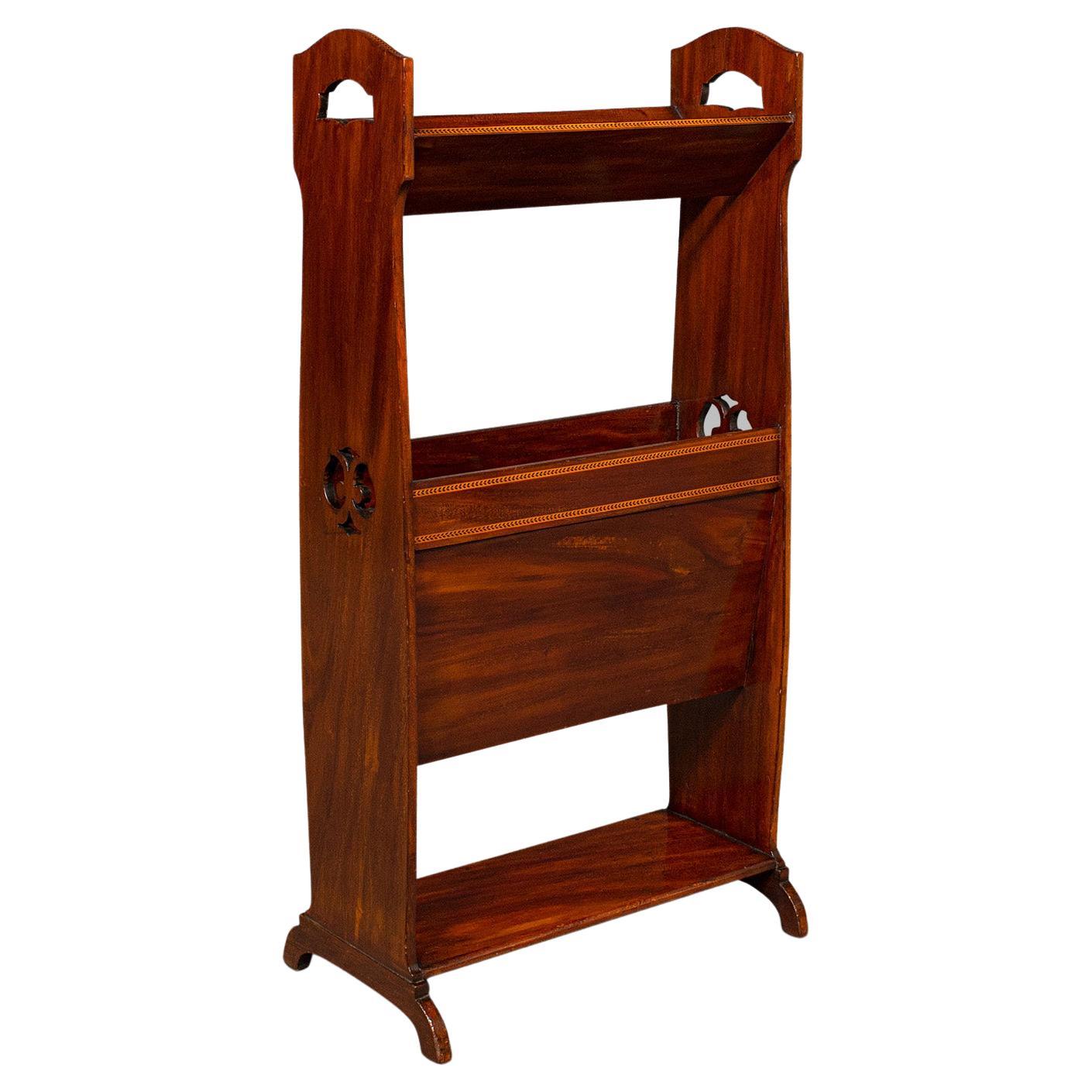 Antique Arts & Crafts Book Stand, English, Magazine Rack, Canterbury, Edwardian For Sale