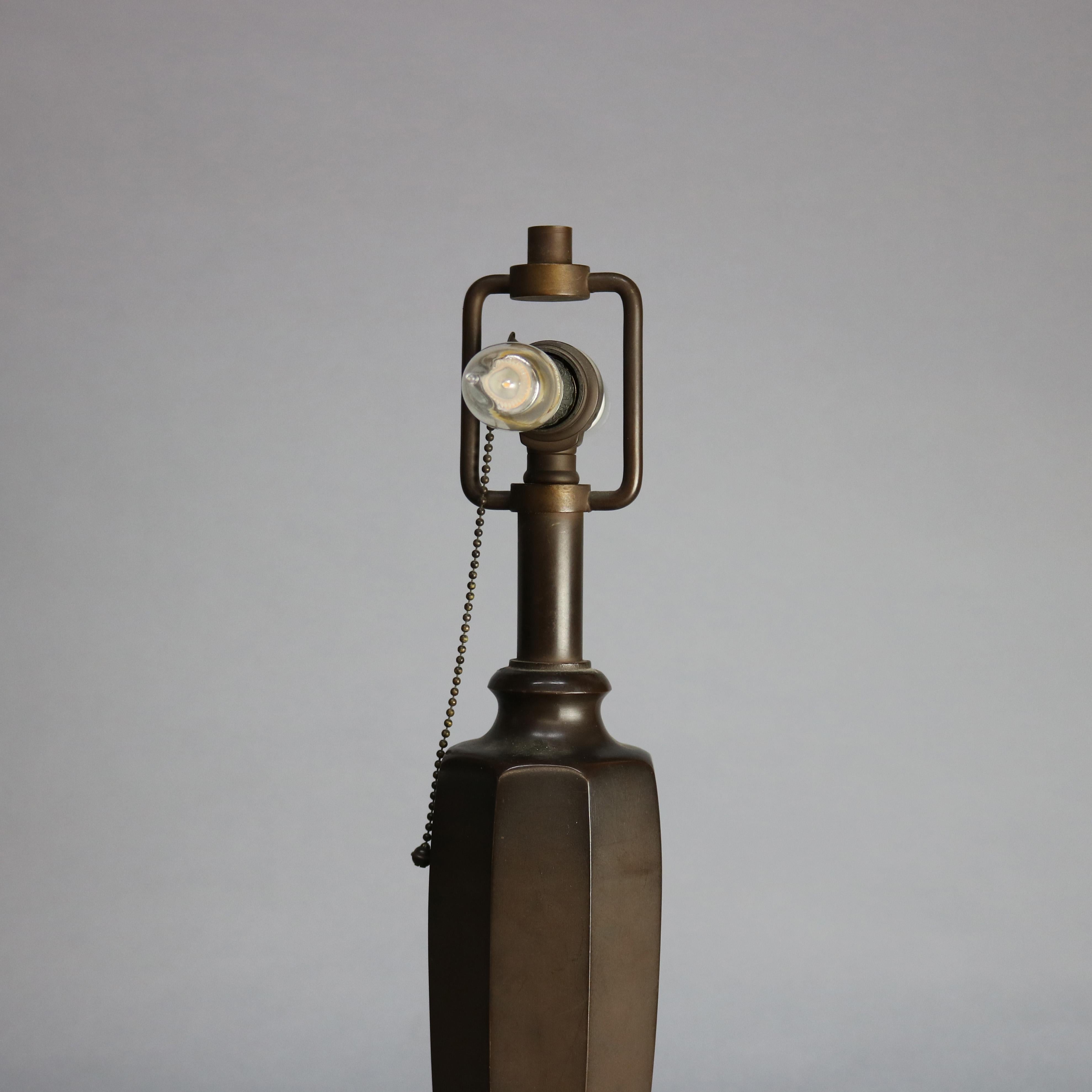 Antique Arts & Crafts Bradley & Hubbard Curved Slag Glass Table Lamp, circa 1920 3