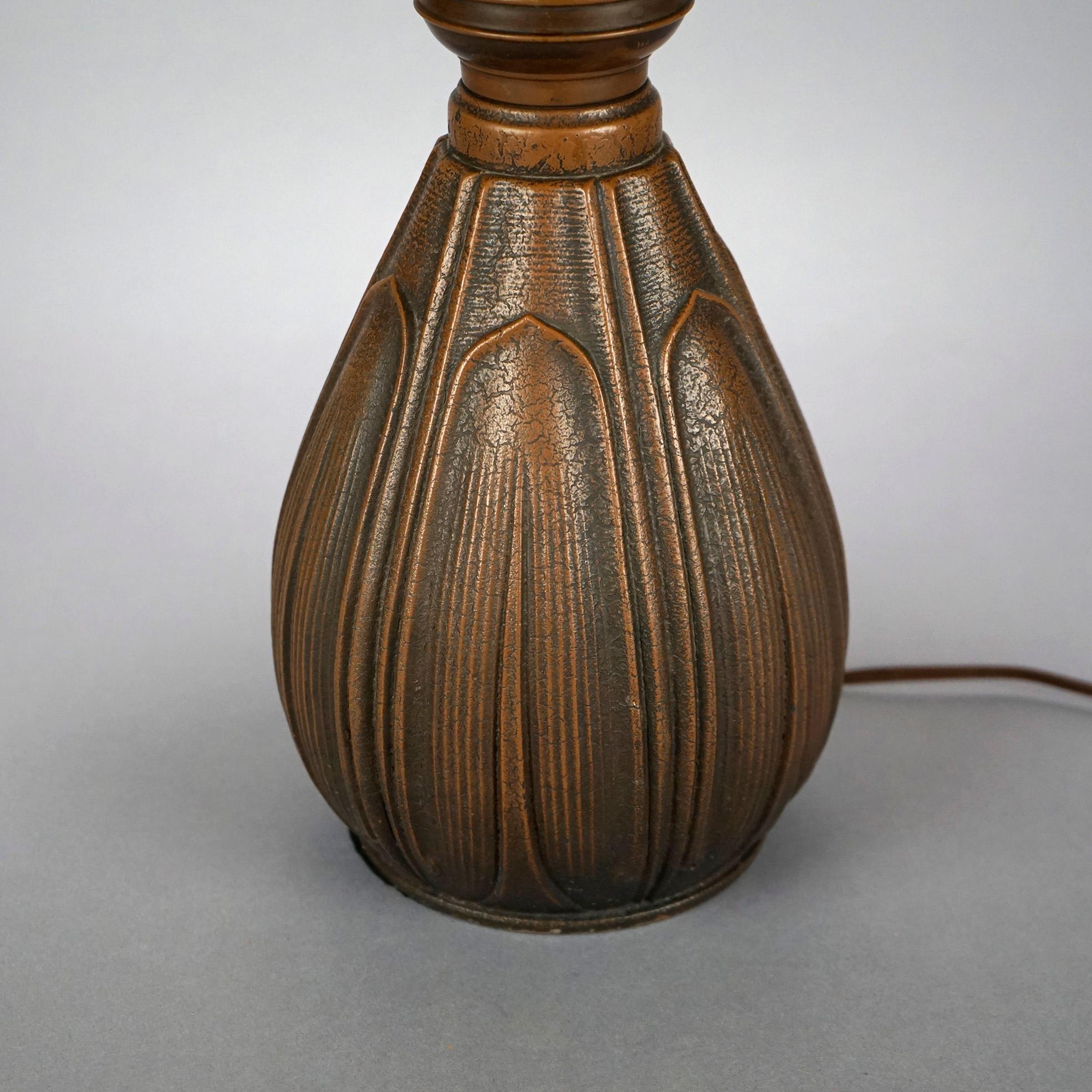Antique Arts & Crafts Bradley & Hubbard Lamp & Reverse Painted Shade, C1910 3