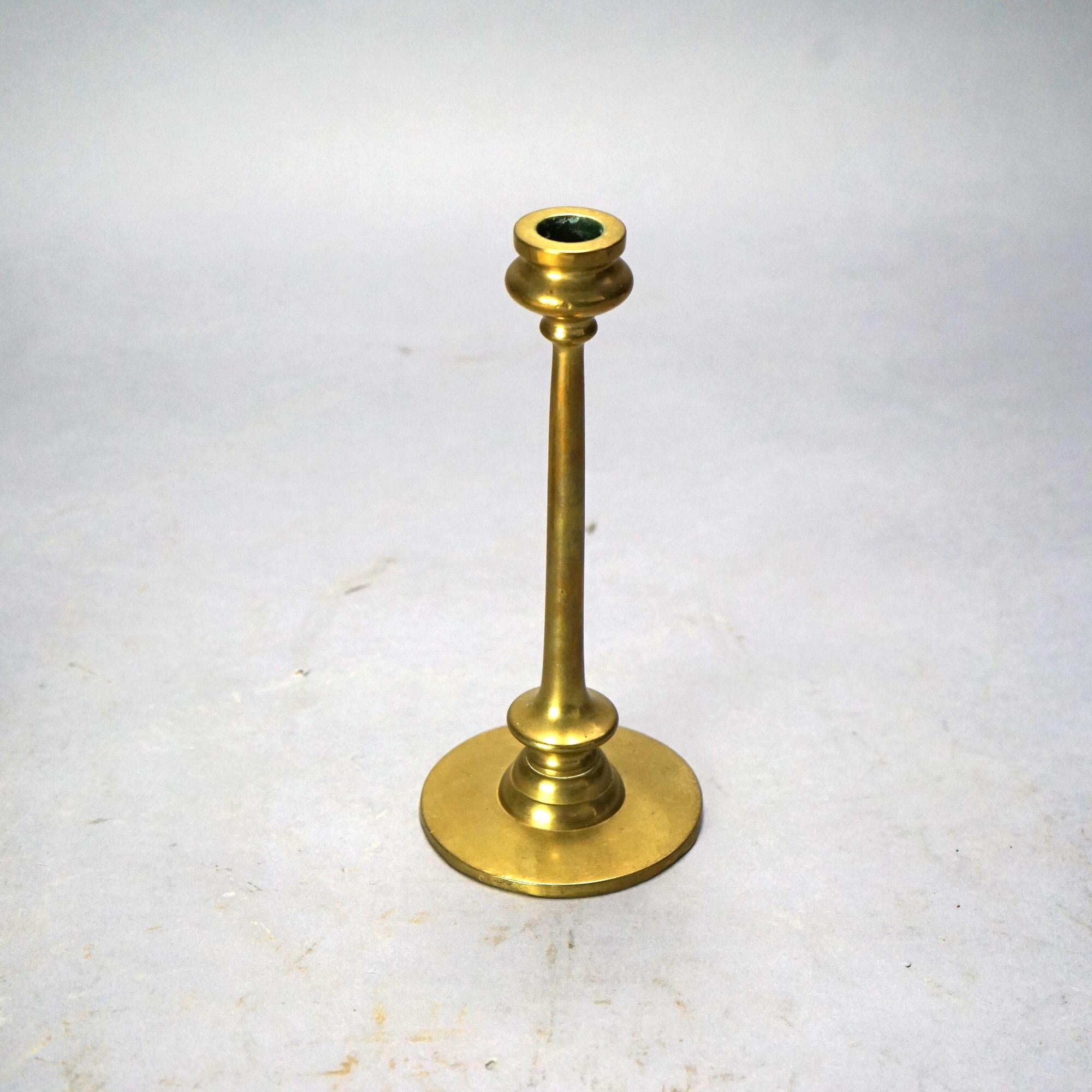 American Antique Arts & Crafts Bradley & Hubbard or Jarvie Style Brass Candlesticks C1910