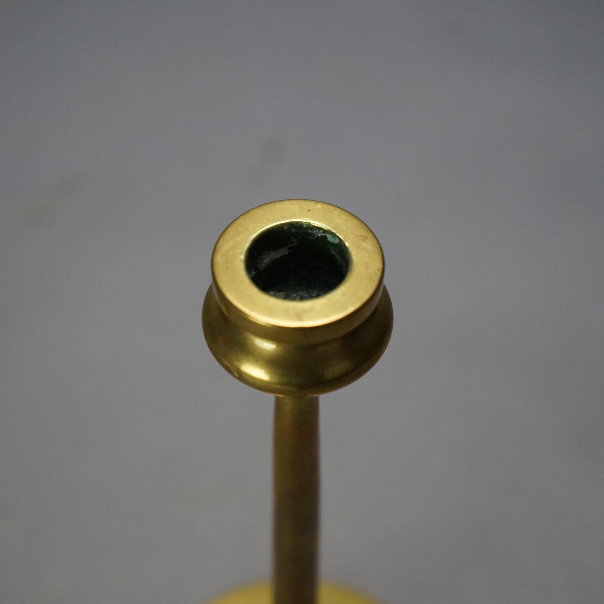 Antique Arts & Crafts Bradley & Hubbard or Jarvie Style Brass Candlesticks C1910 In Good Condition In Big Flats, NY