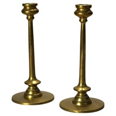 Antique Arts & Crafts Bradley & Hubbard or Jarvie Style Brass Candlesticks C1910