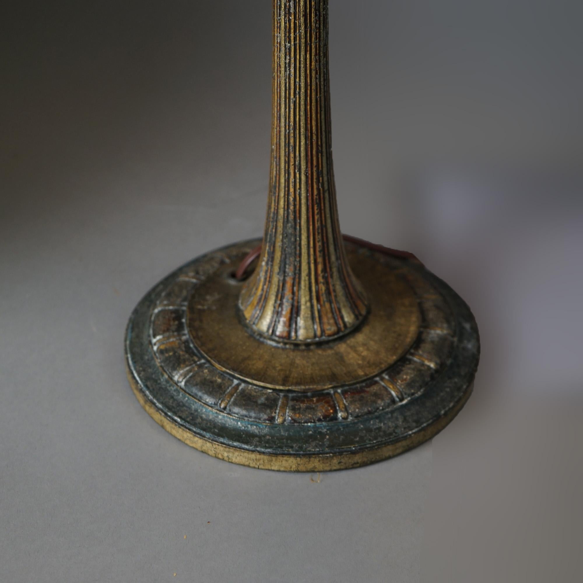 Antique Arts & Crafts Bradley & Hubbard Reverse Painted Panel Table Lamp c1920 4